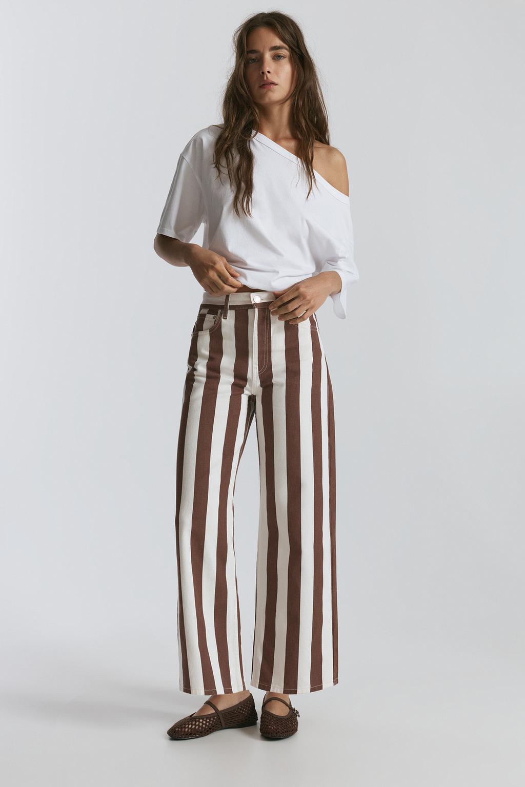 Straight-leg striped trousers