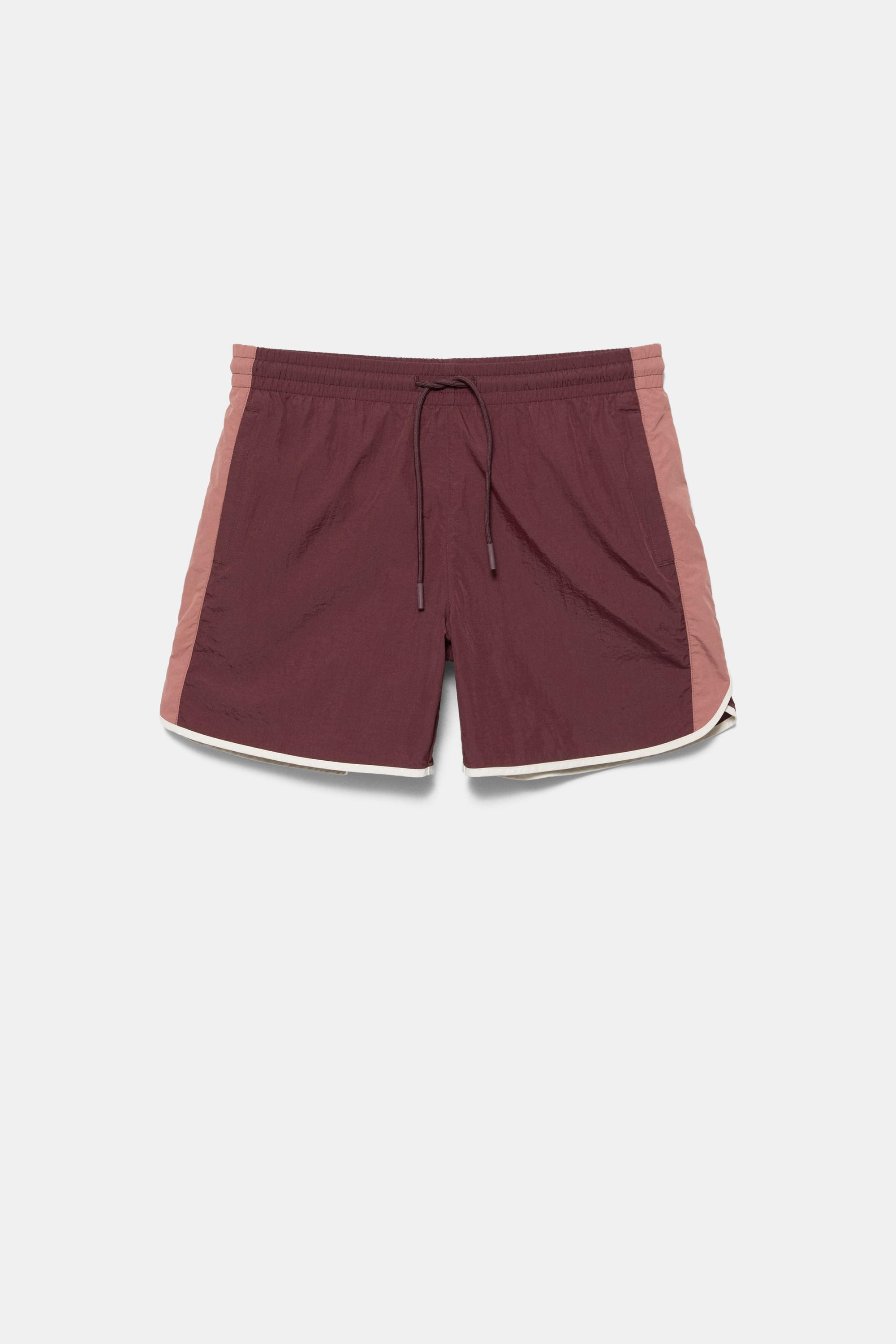 Contrast panel swimming trunks — Brown