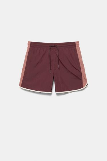 Contrast panel swimming trunks — Brown 2