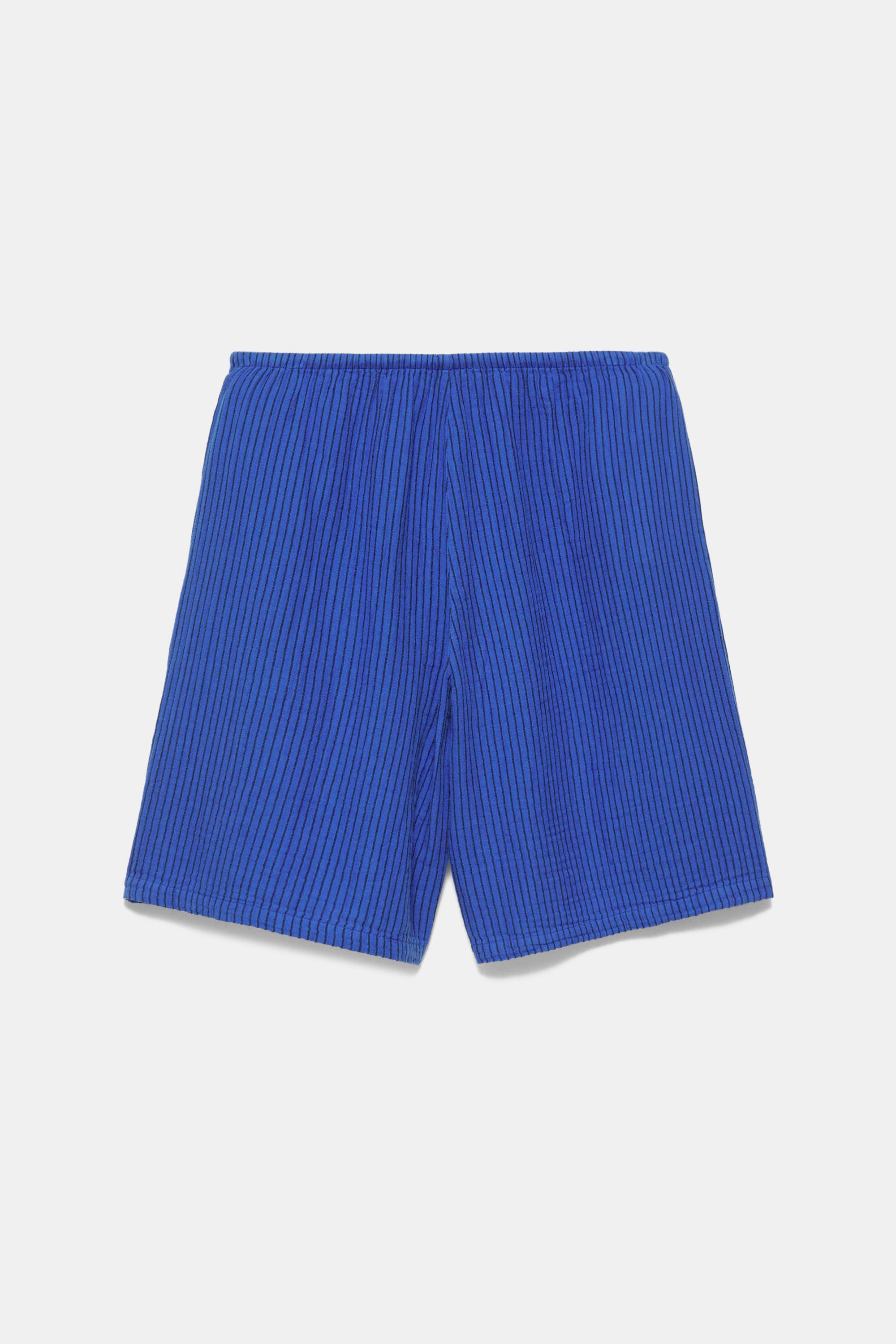 Rustic blue striped Bermuda shorts — Indigo