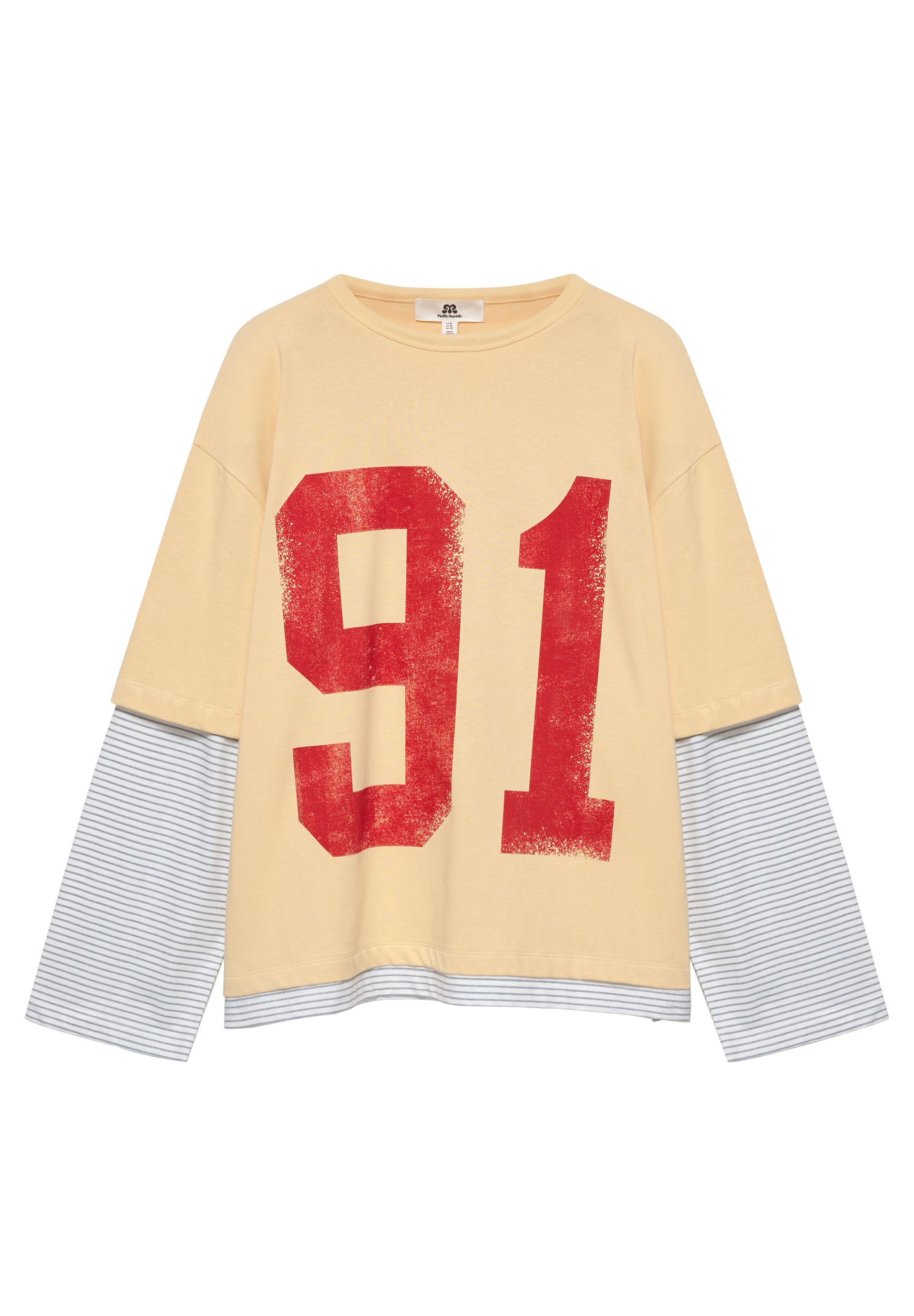 91 graphic double-layer T-shirt — Egg yolk yellow