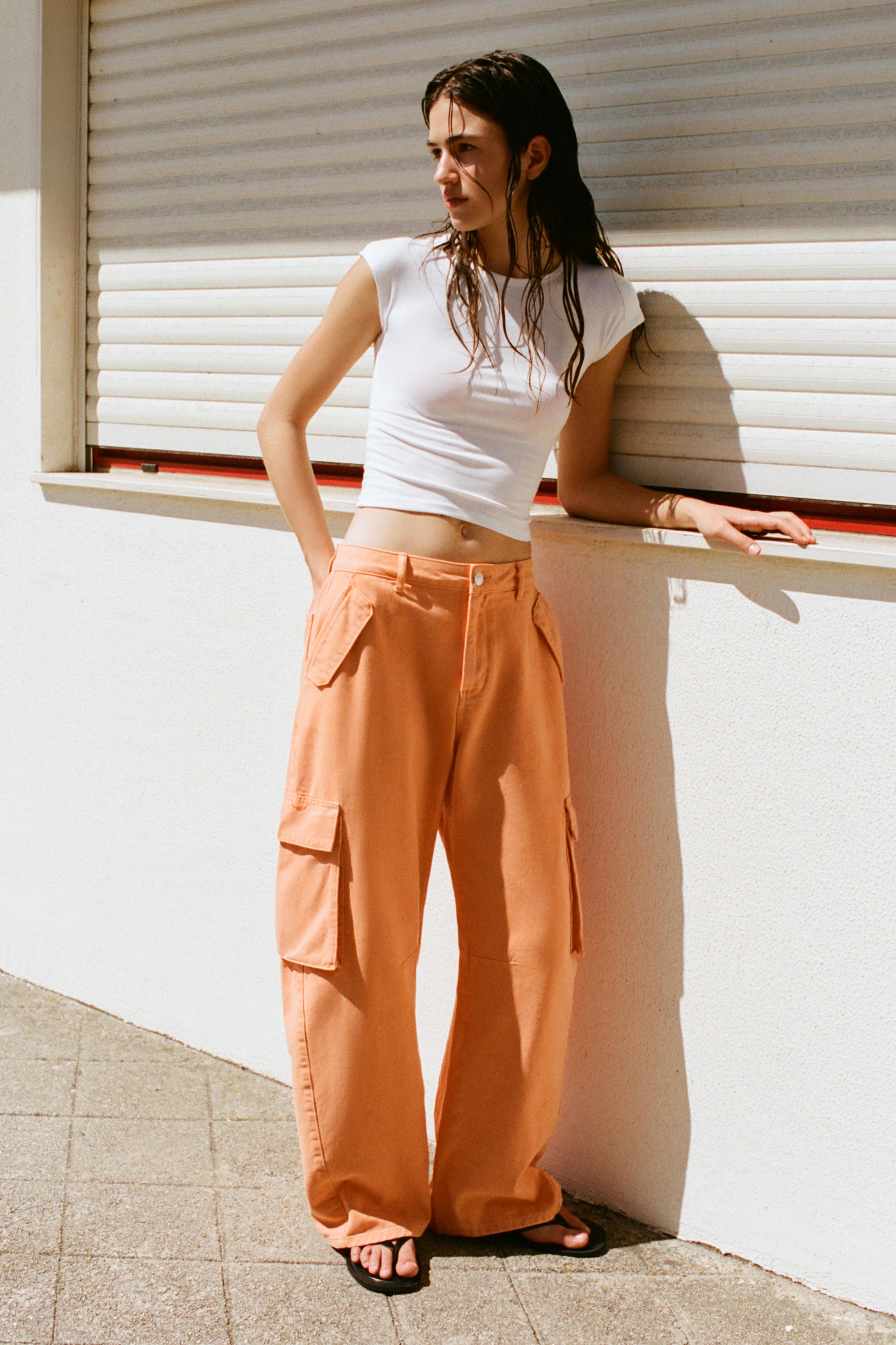 Balloon fit cargo trousers — Orange