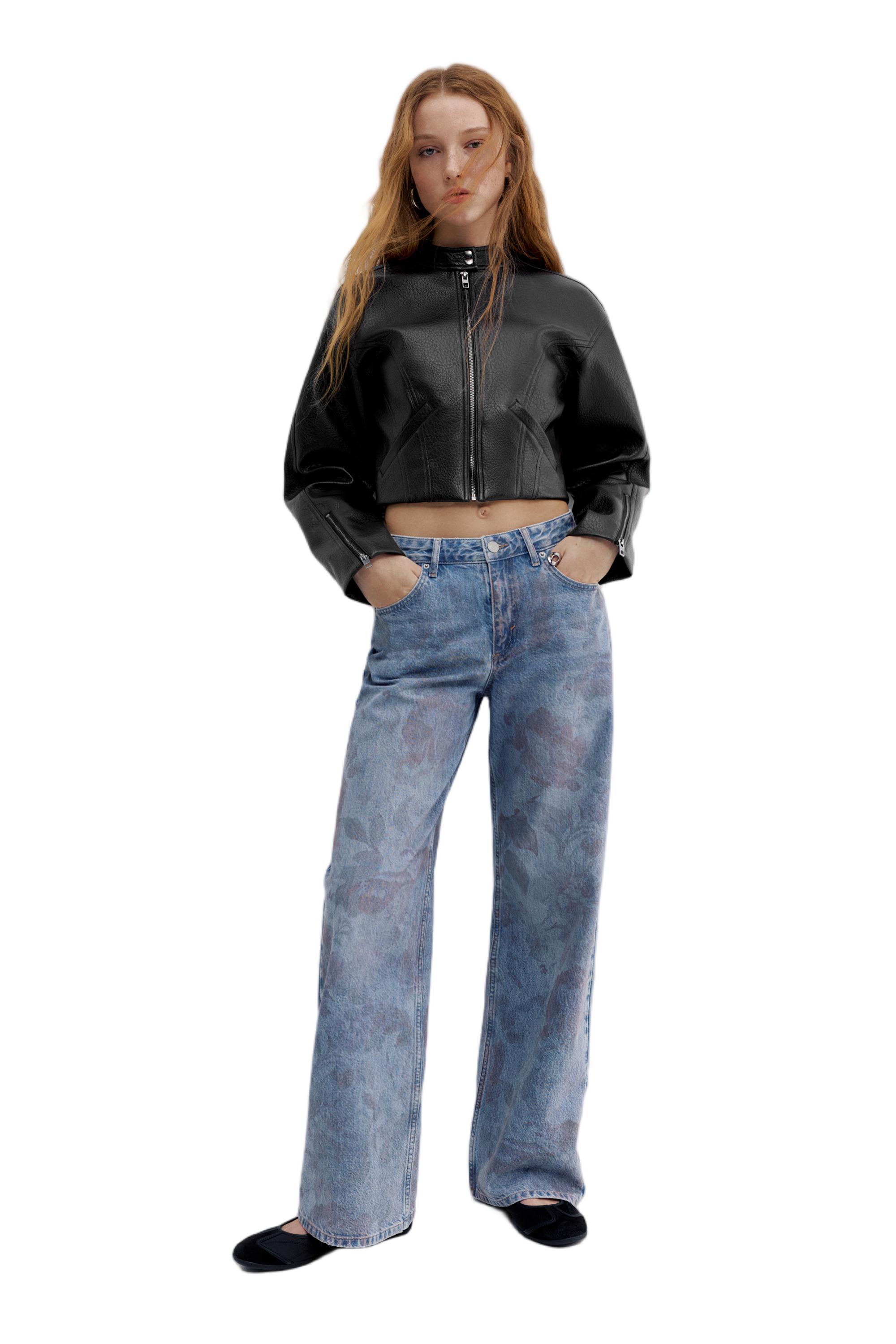 Suni deri biker ceket - Görsel 12