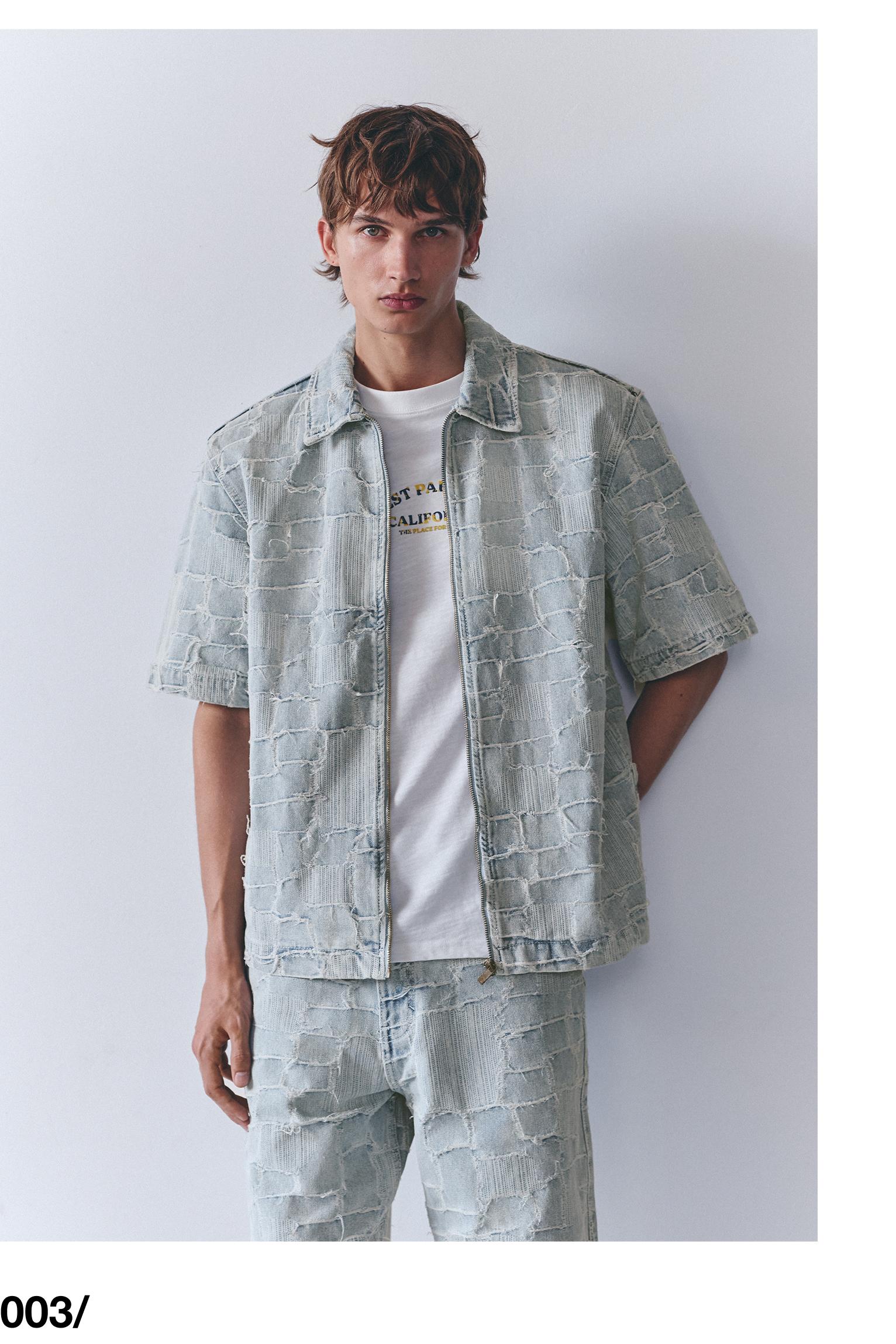 Jacquard denim shirt — Pale indigo