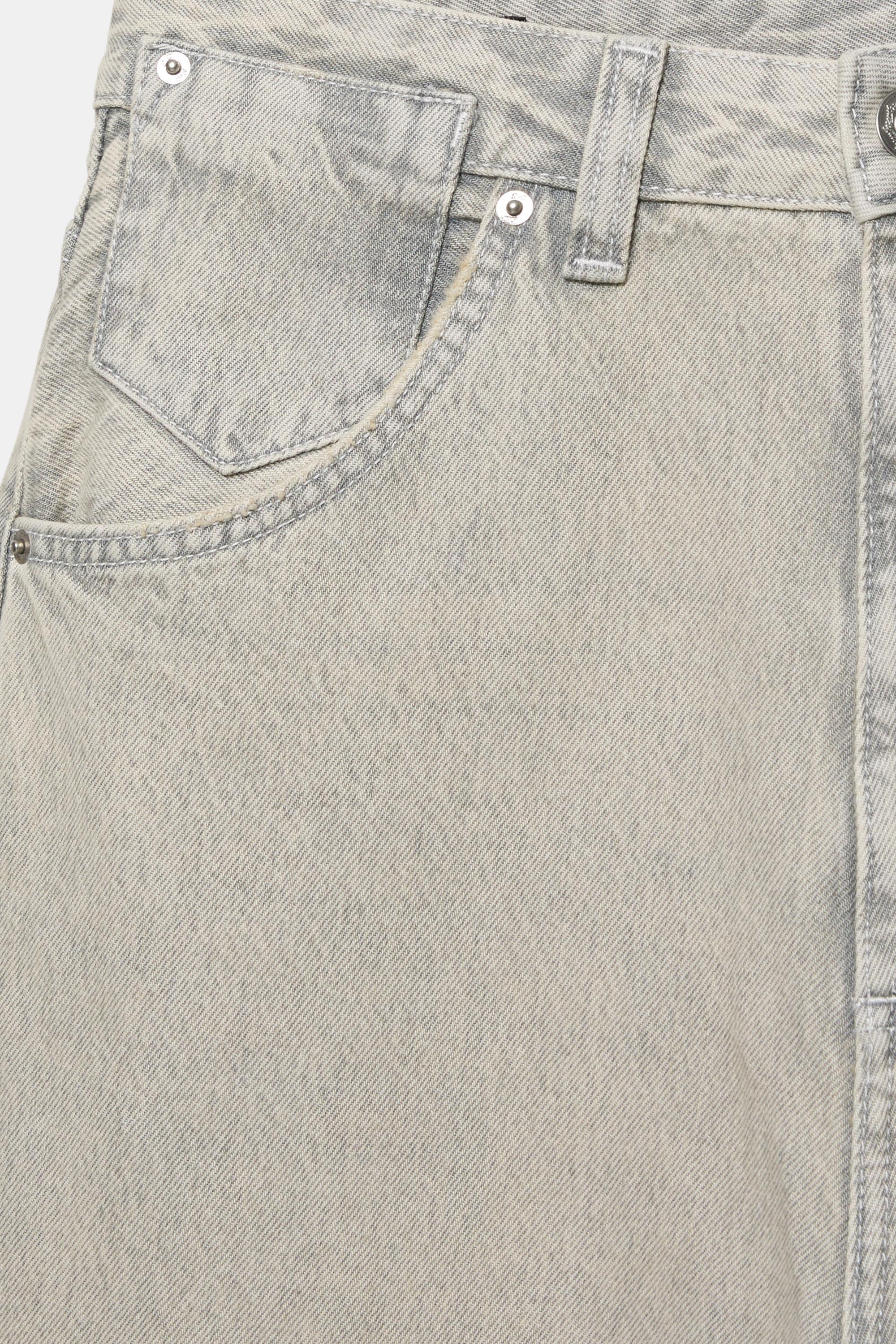 Embroidered super baggy jeans — Pale grey