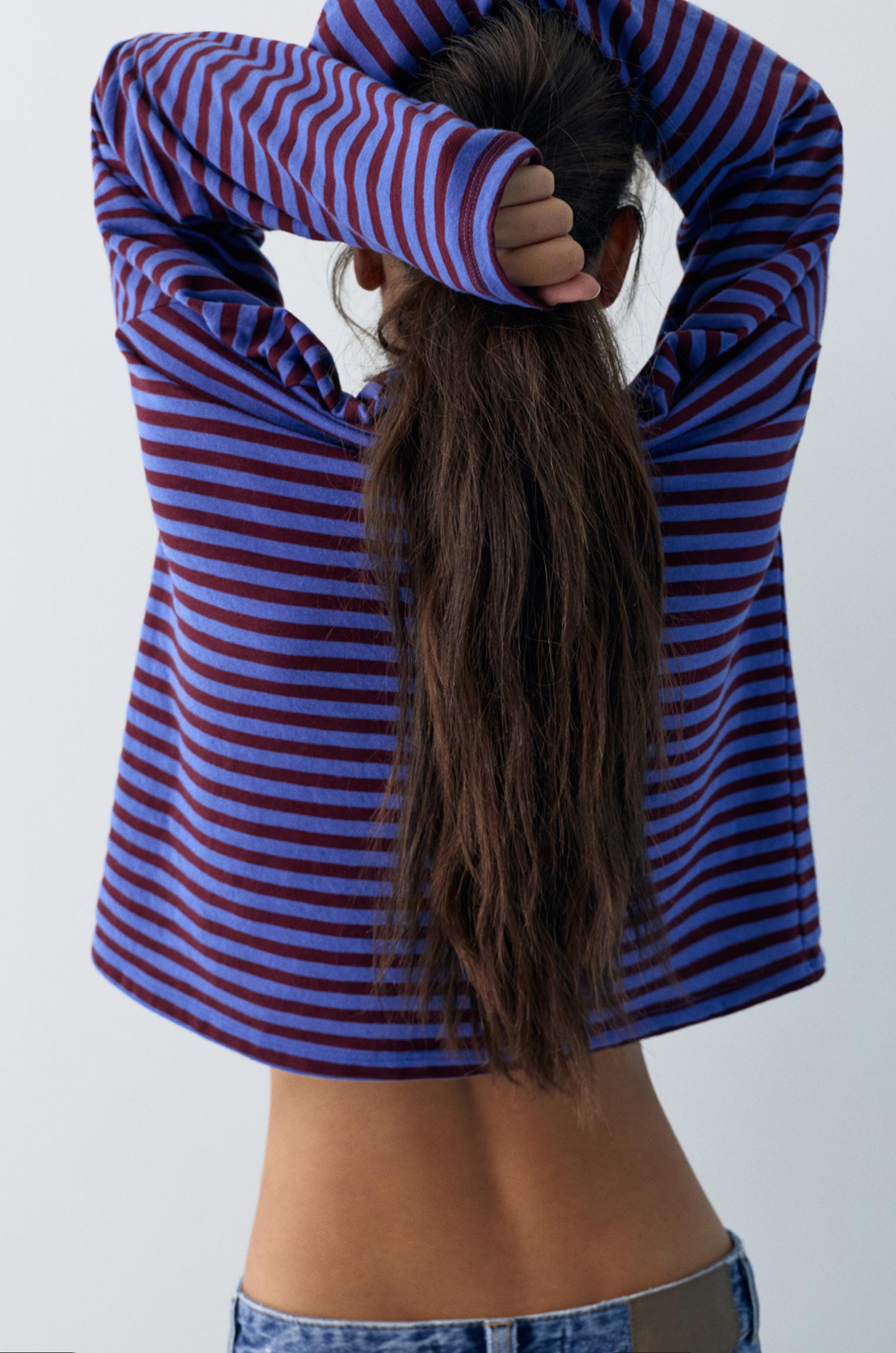 Uzun kollu çizgili tişört - Görsel 63