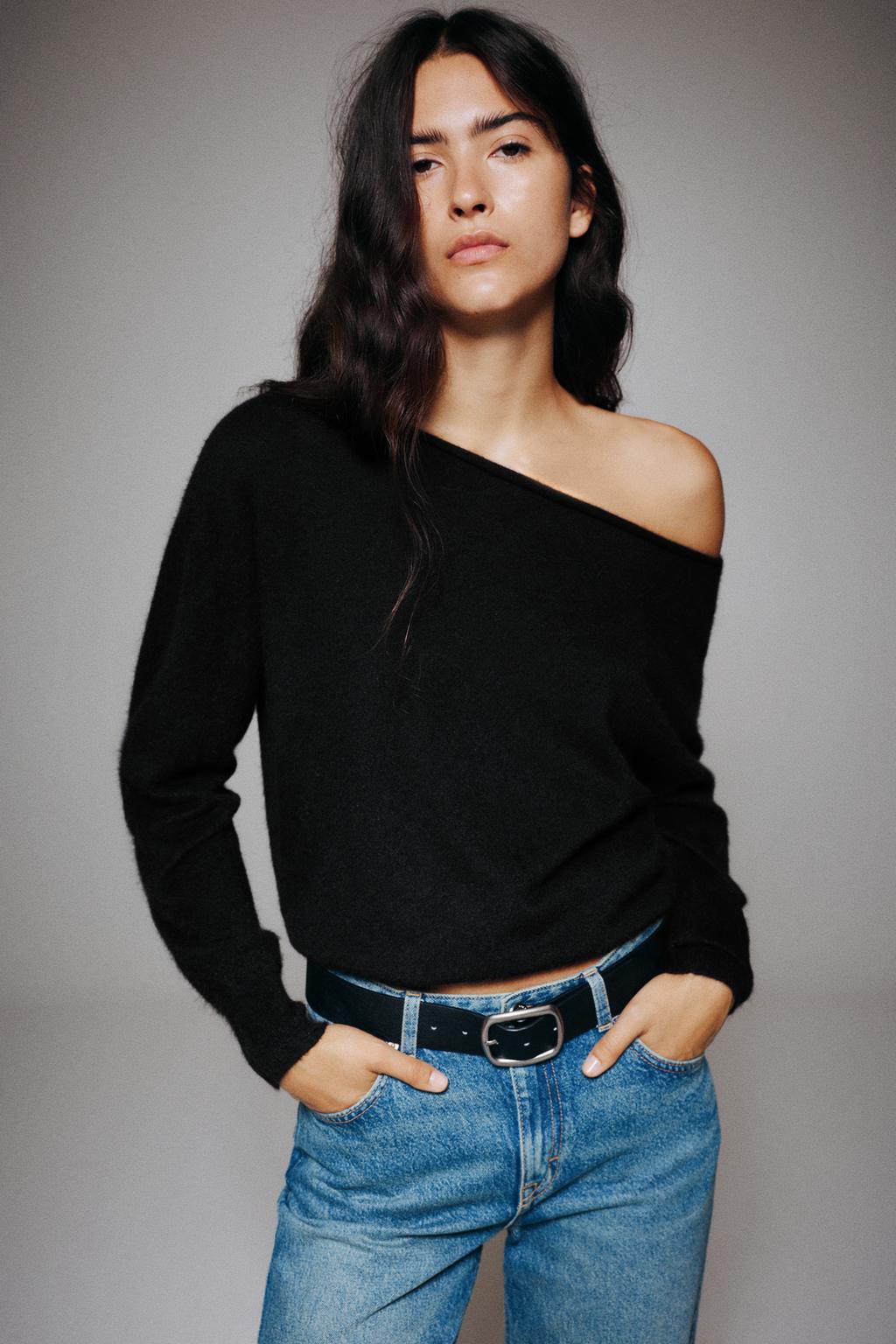 Soft-touch boat neck jumper