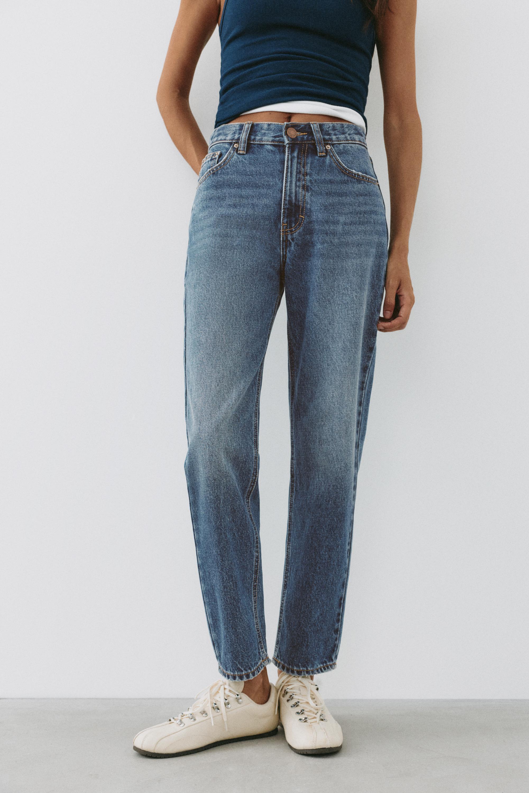 High-waist mom jeans — Dark blue