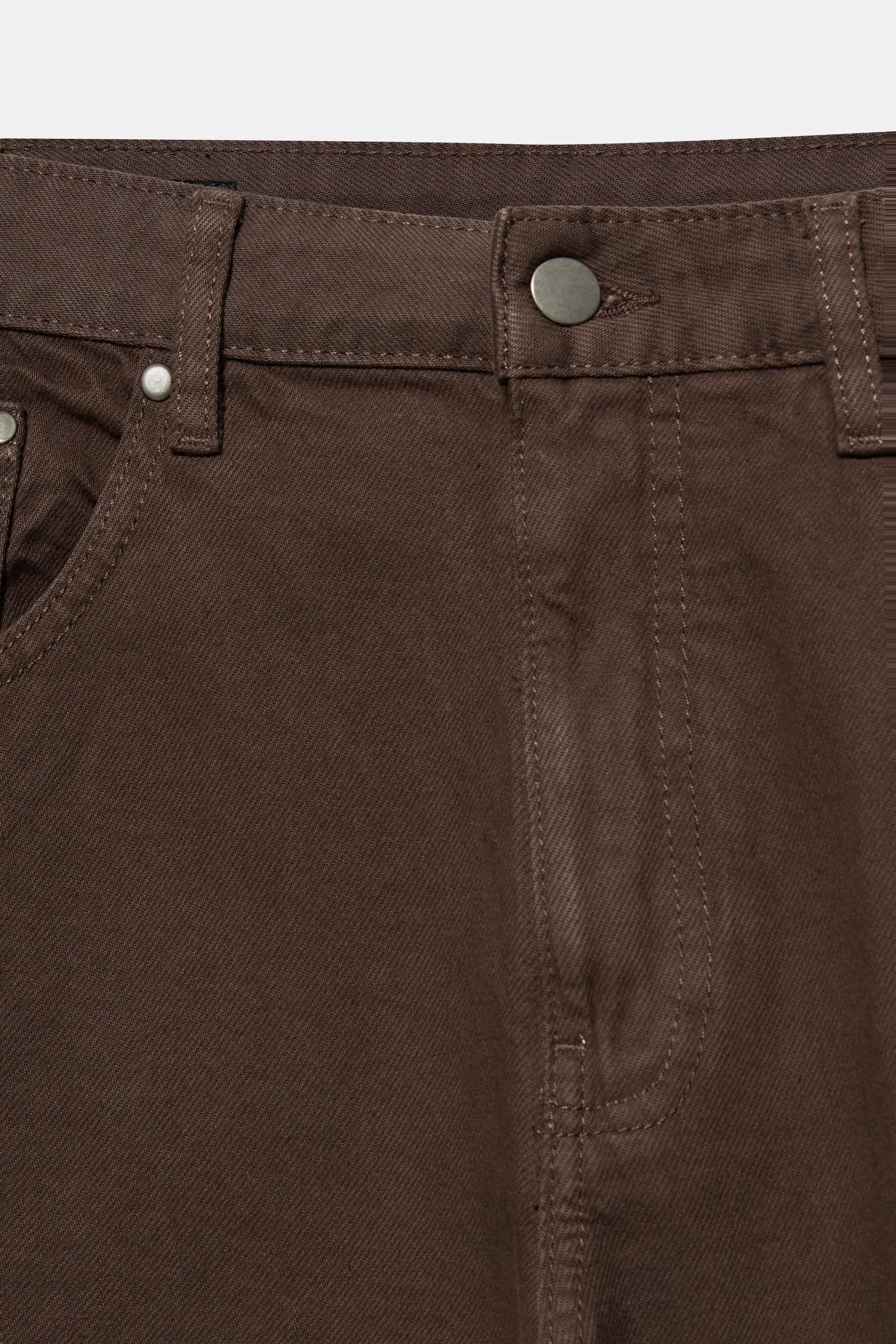 Front seam barrel jeans — Brown