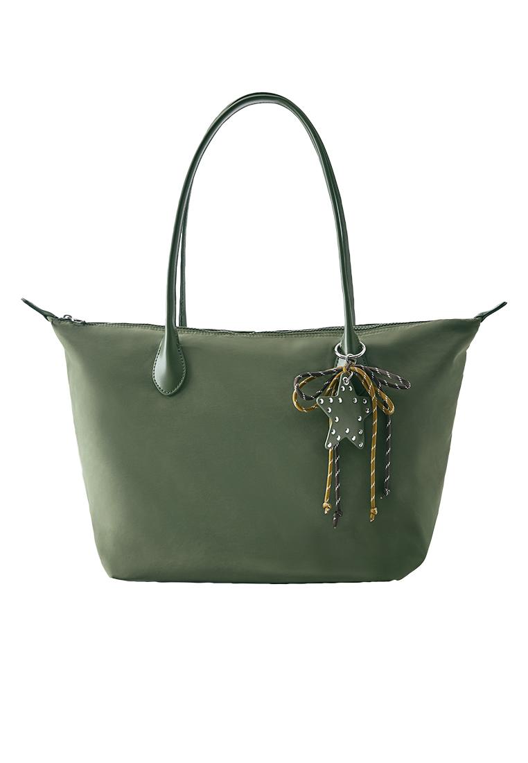 Embellished nylon tote bag — Khaki