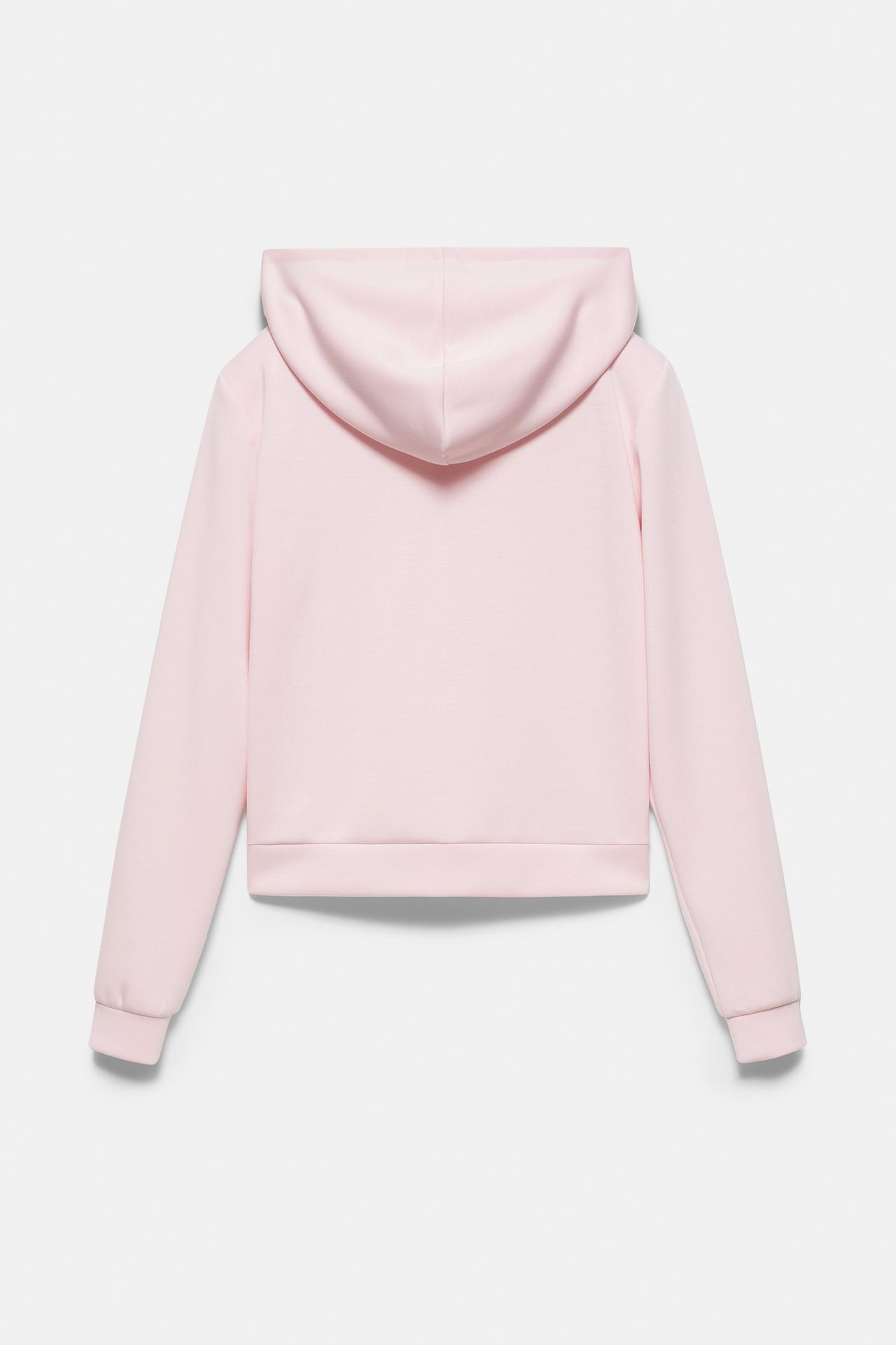 Soft-touch zip-up hood sweatshirt — Pastel pink