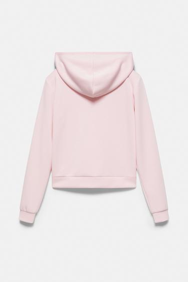 Soft-touch zip-up hood sweatshirt — Pastel pink 6