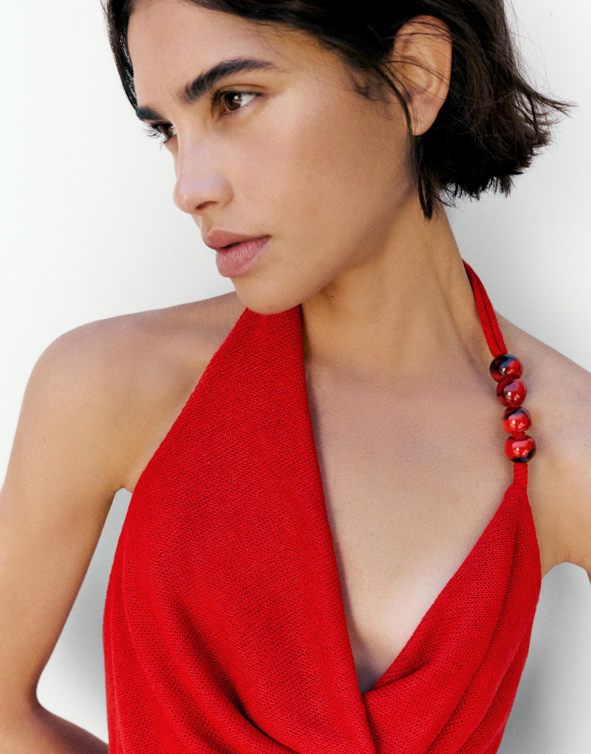 Short red dress — Dark pink