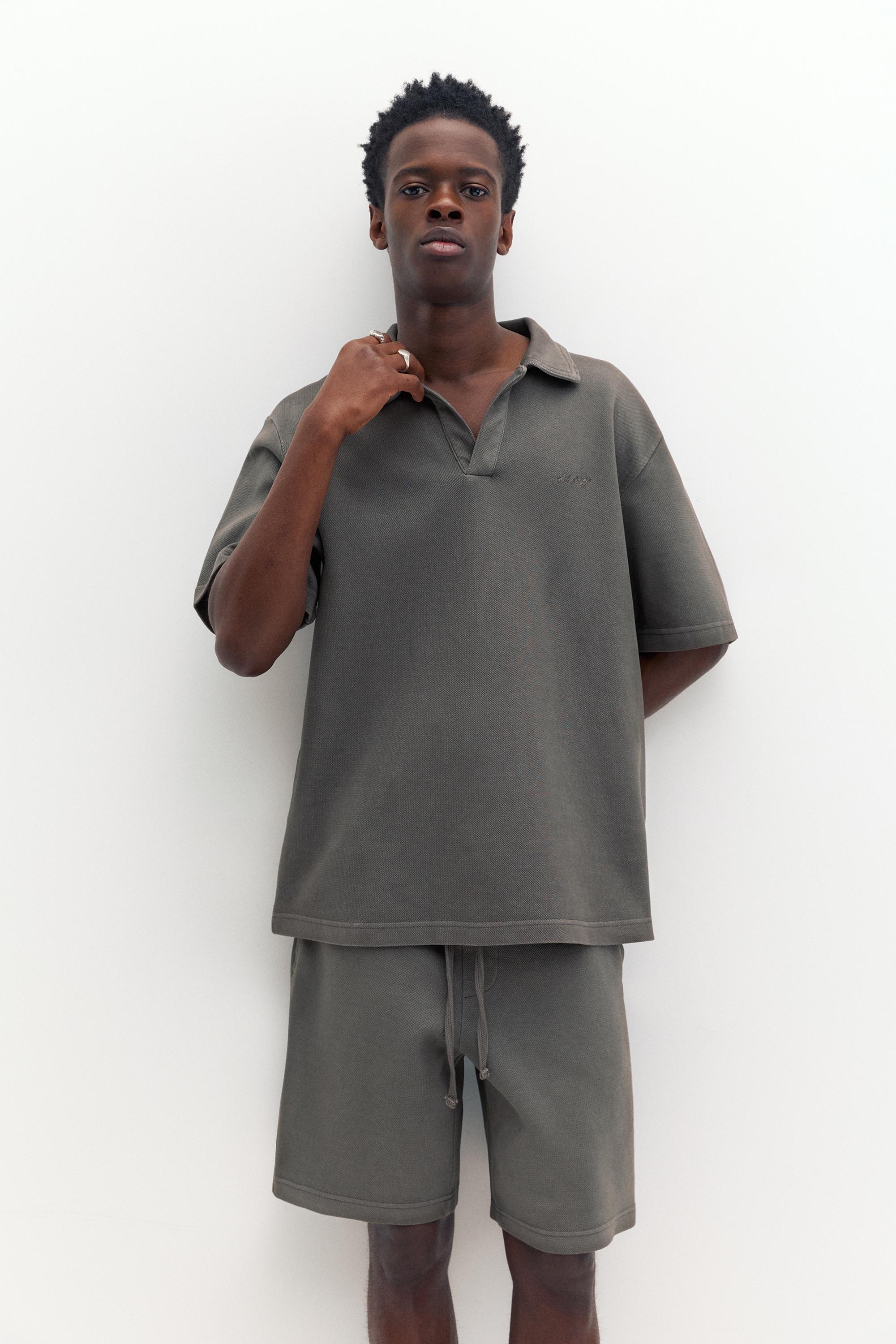 Short sleeve piqué polo shirt — Anthracite grey