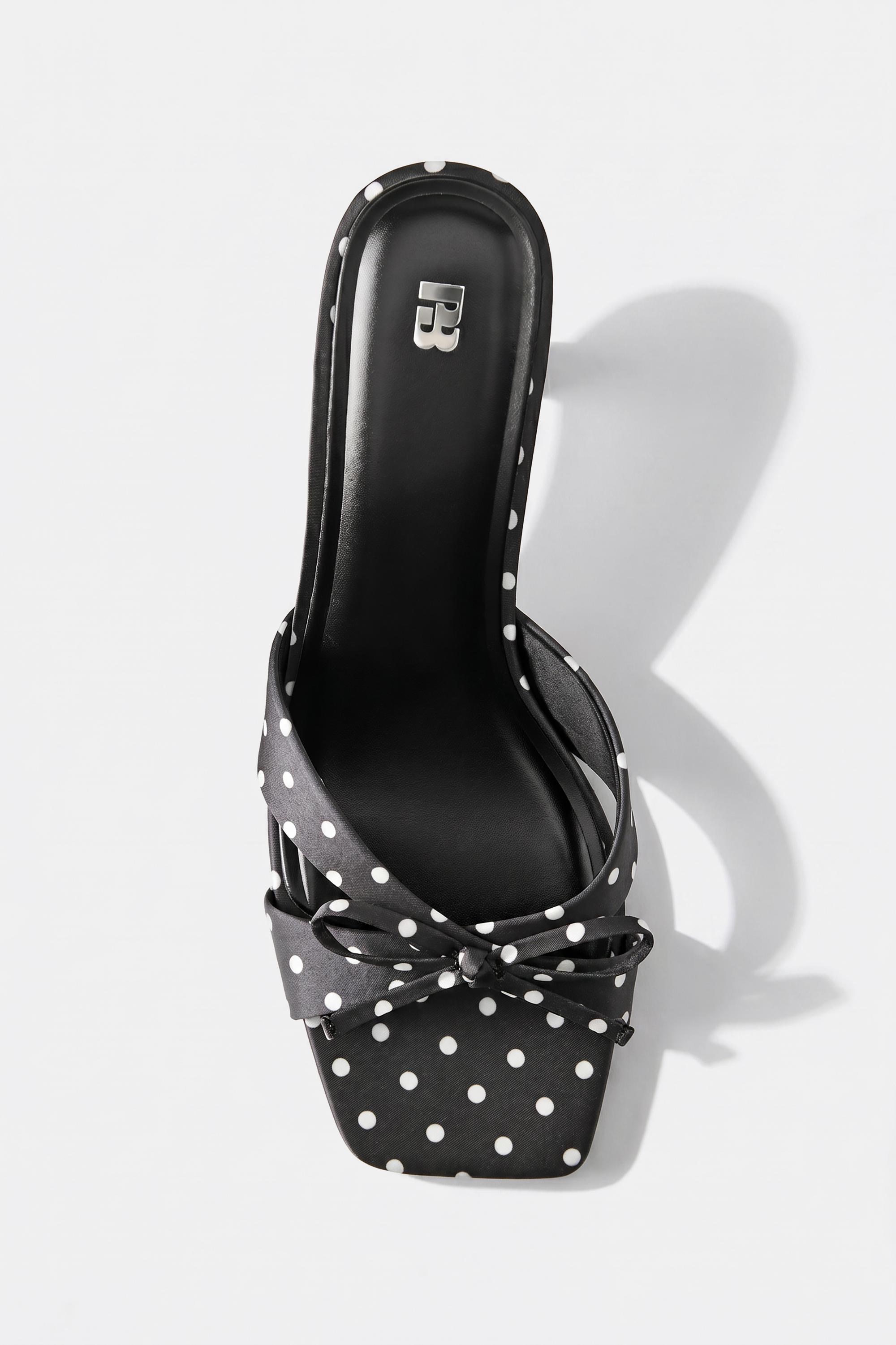 Polka dot heeled sandals — Black