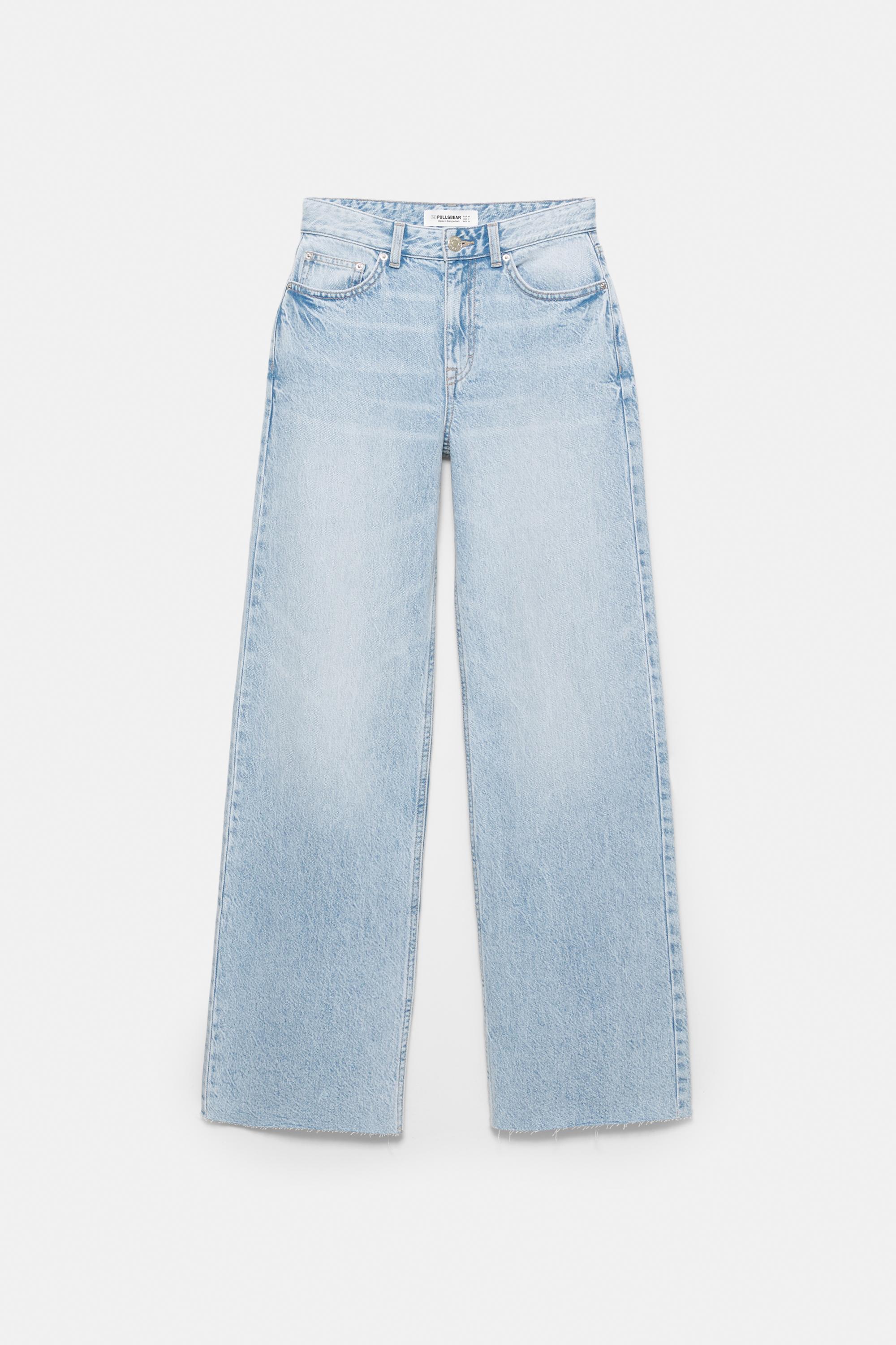 High-waist wide straight-leg jeans — Sky blue