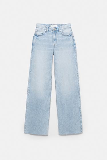 High-waist wide straight-leg jeans — Sky blue 6