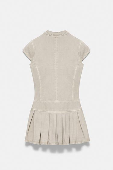 Short fireman clasp button dress — Khaki 3