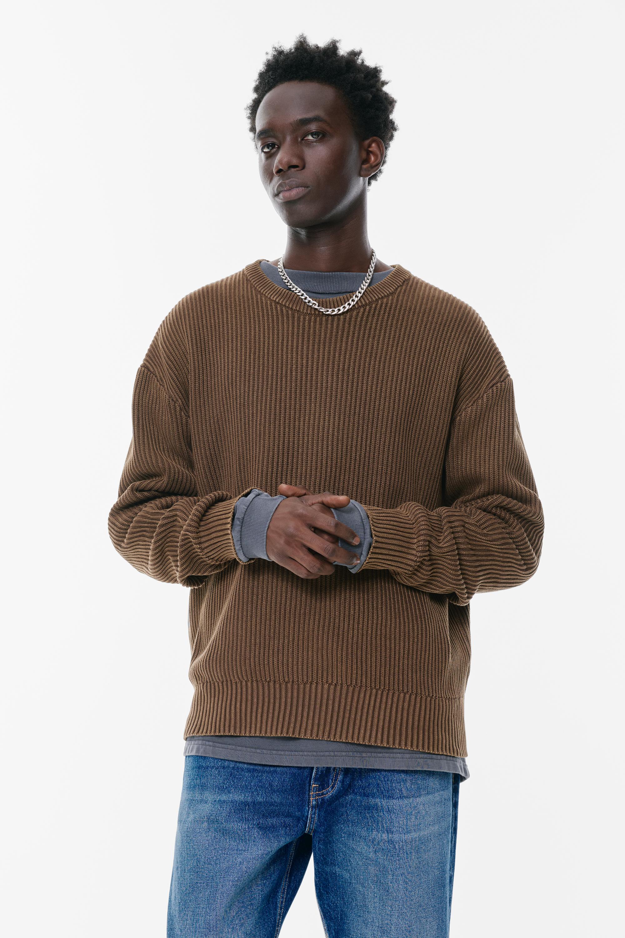 Pull En Maille Délavé À L’acide - Pull&Bear - Modalova