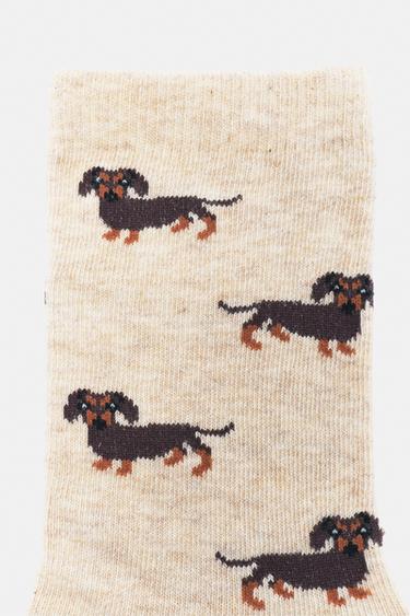 Dachshund graphic socks — Beach sand 2