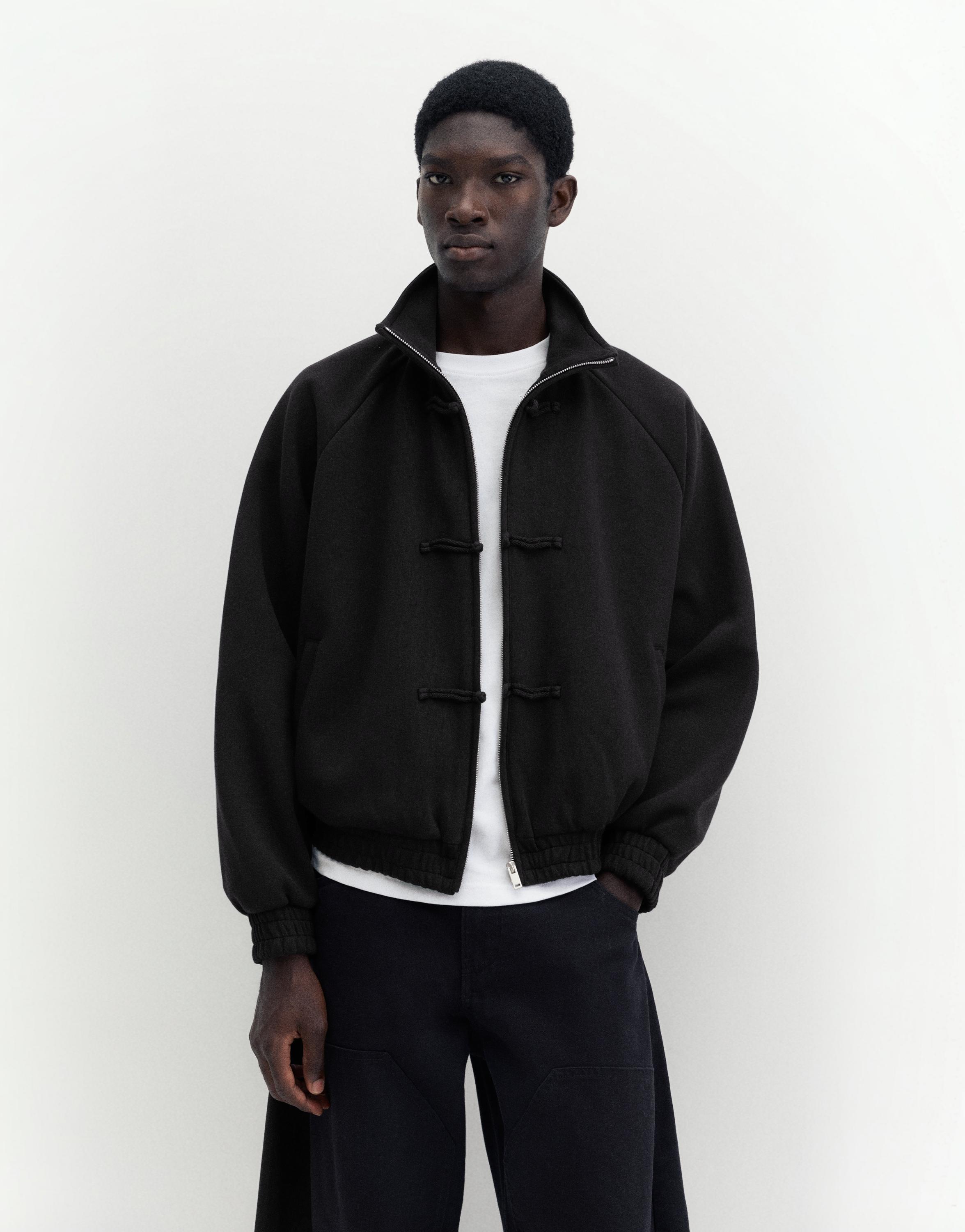 Zip-up sweatshirt with toggles — Black
