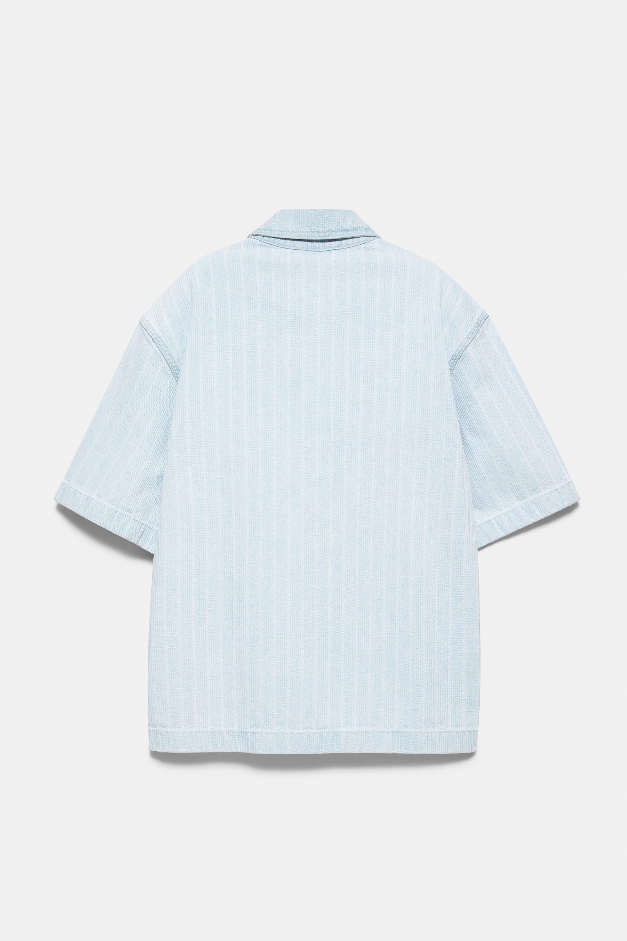 Zip-up denim shirt — Pale blue (alternate view)