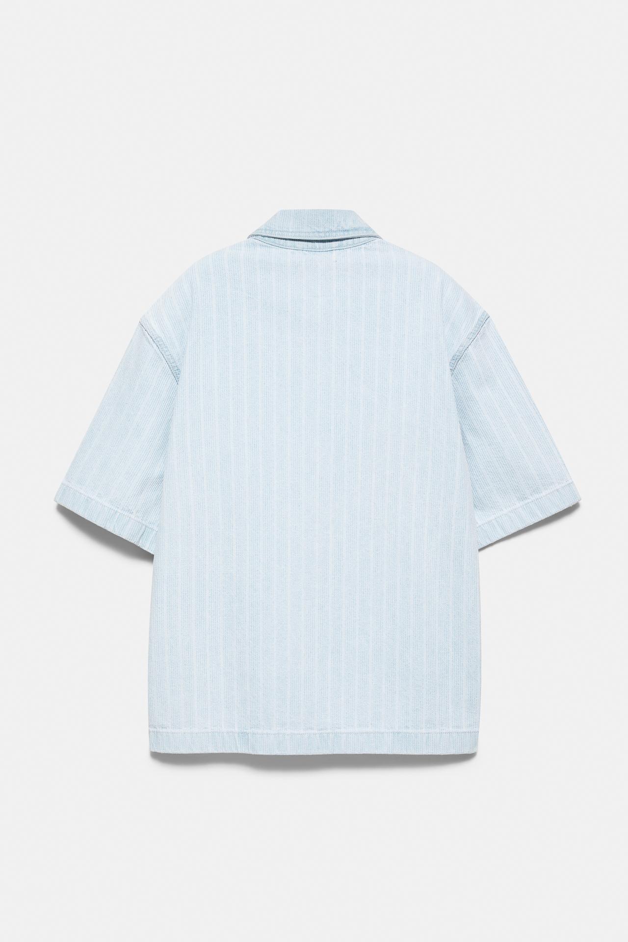 Zip-up denim shirt — Pale blue