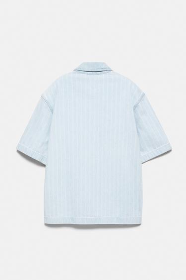 Zip-up denim shirt — Pale blue 8