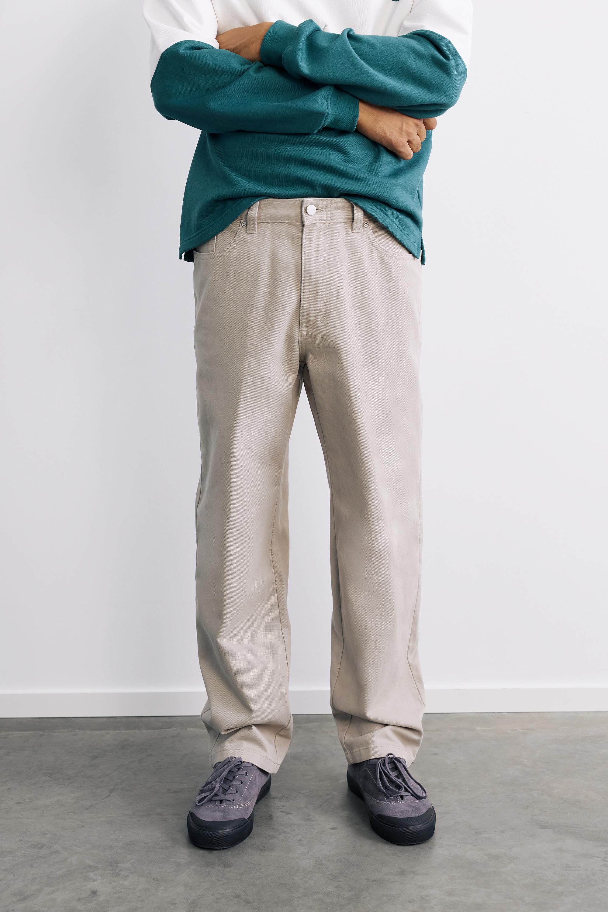 Straight-leg trousers — Stone