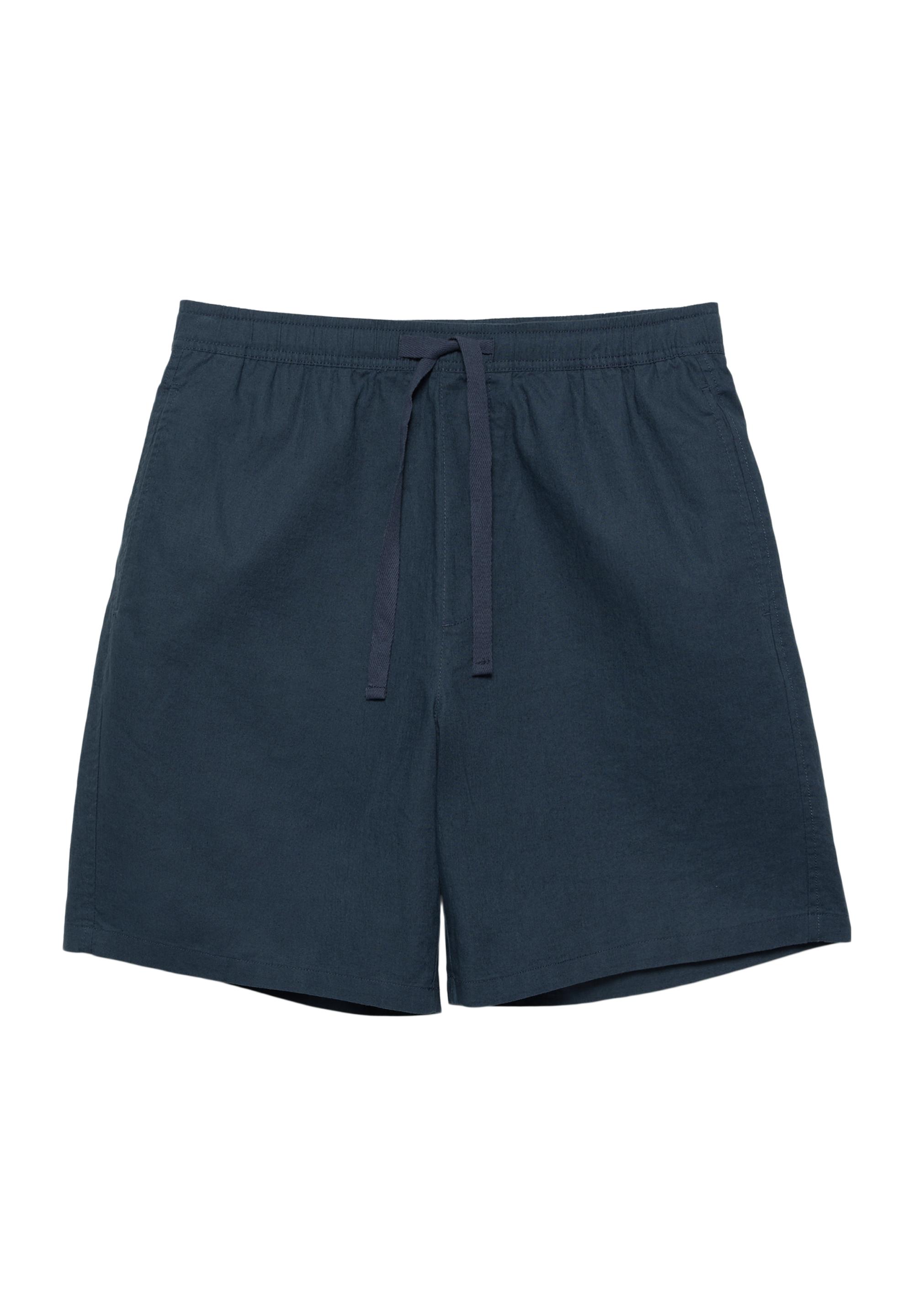 Linen blend Bermuda joggers — Dark blue