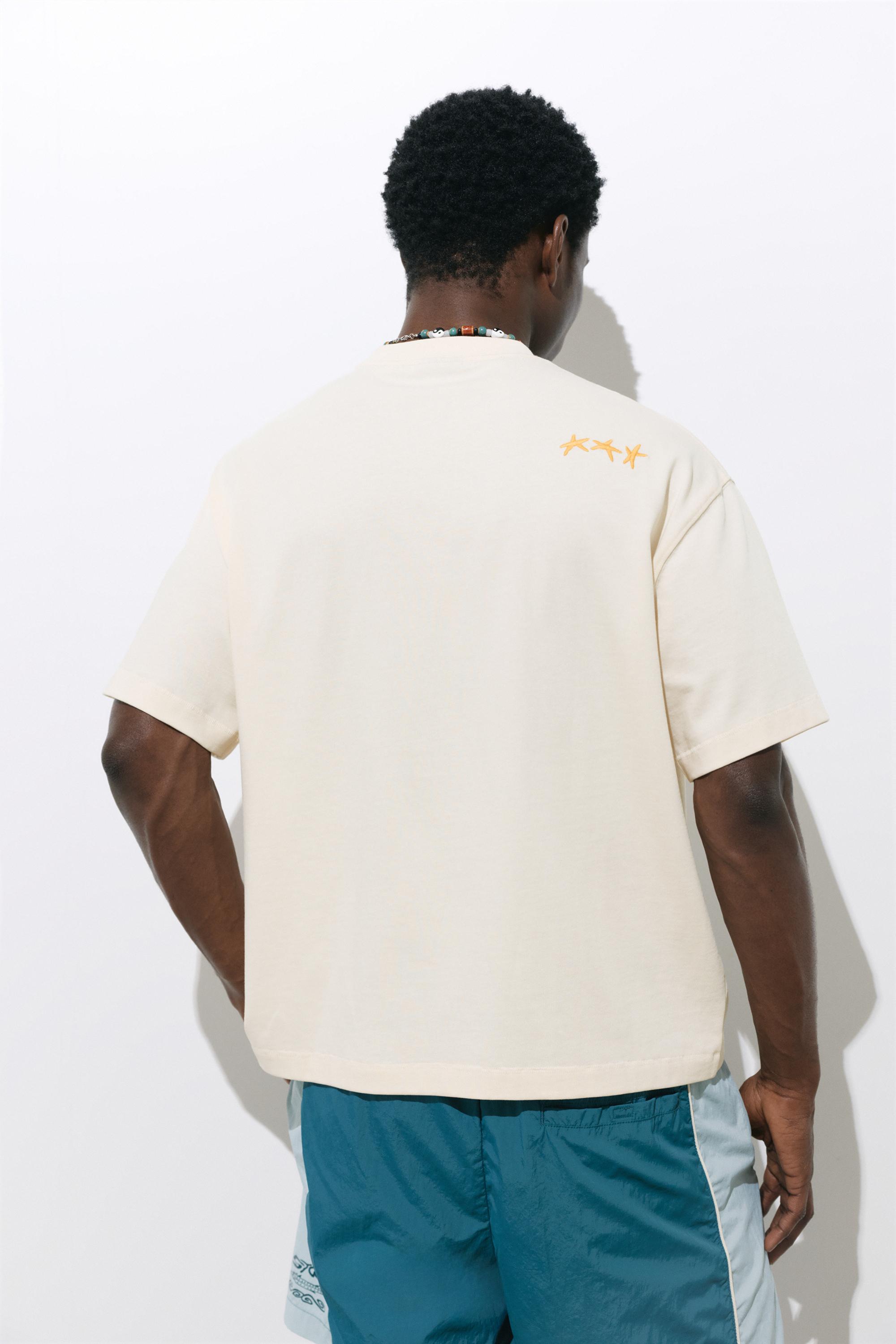 Embroidered star T-shirt — Beige