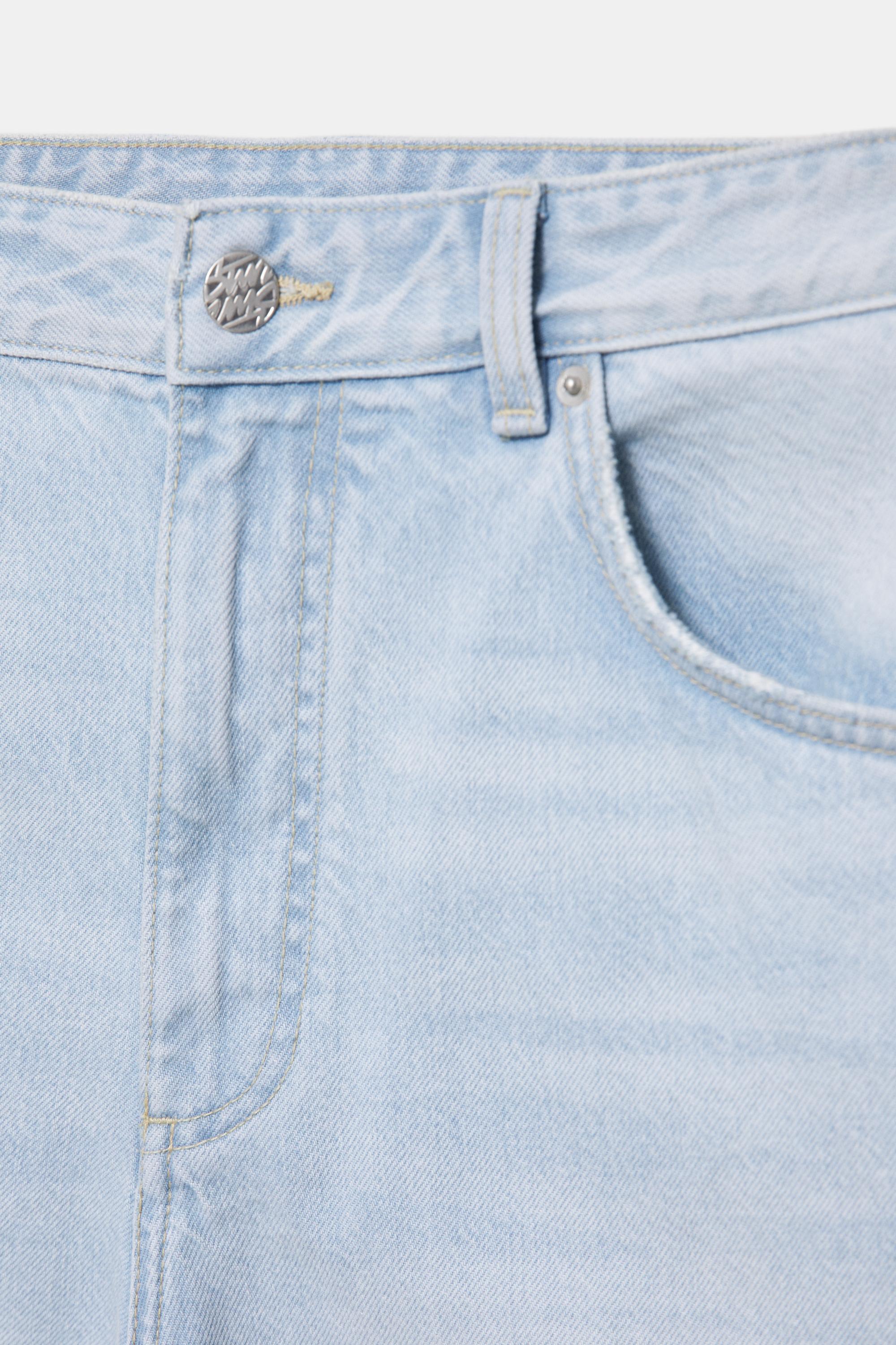 Baggy denim Bermuda shorts — Pale indigo