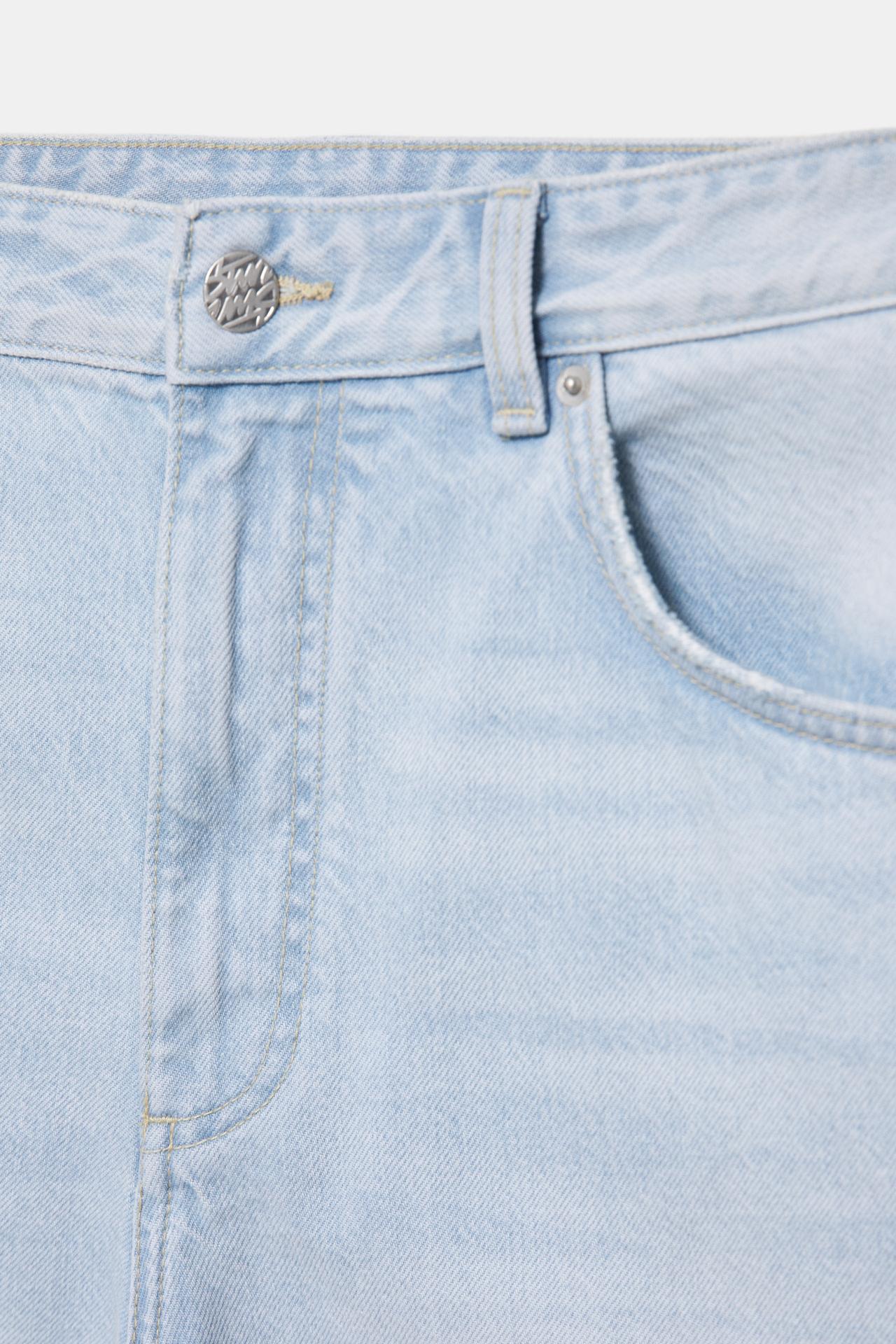 Baggy denim Bermuda shorts — Pale indigo