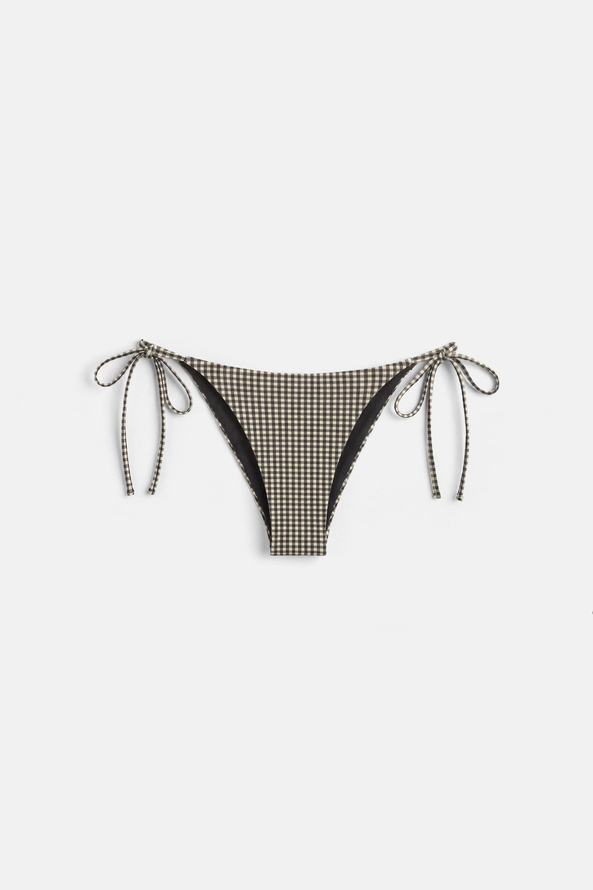 Gingham bikini bottoms — Brown