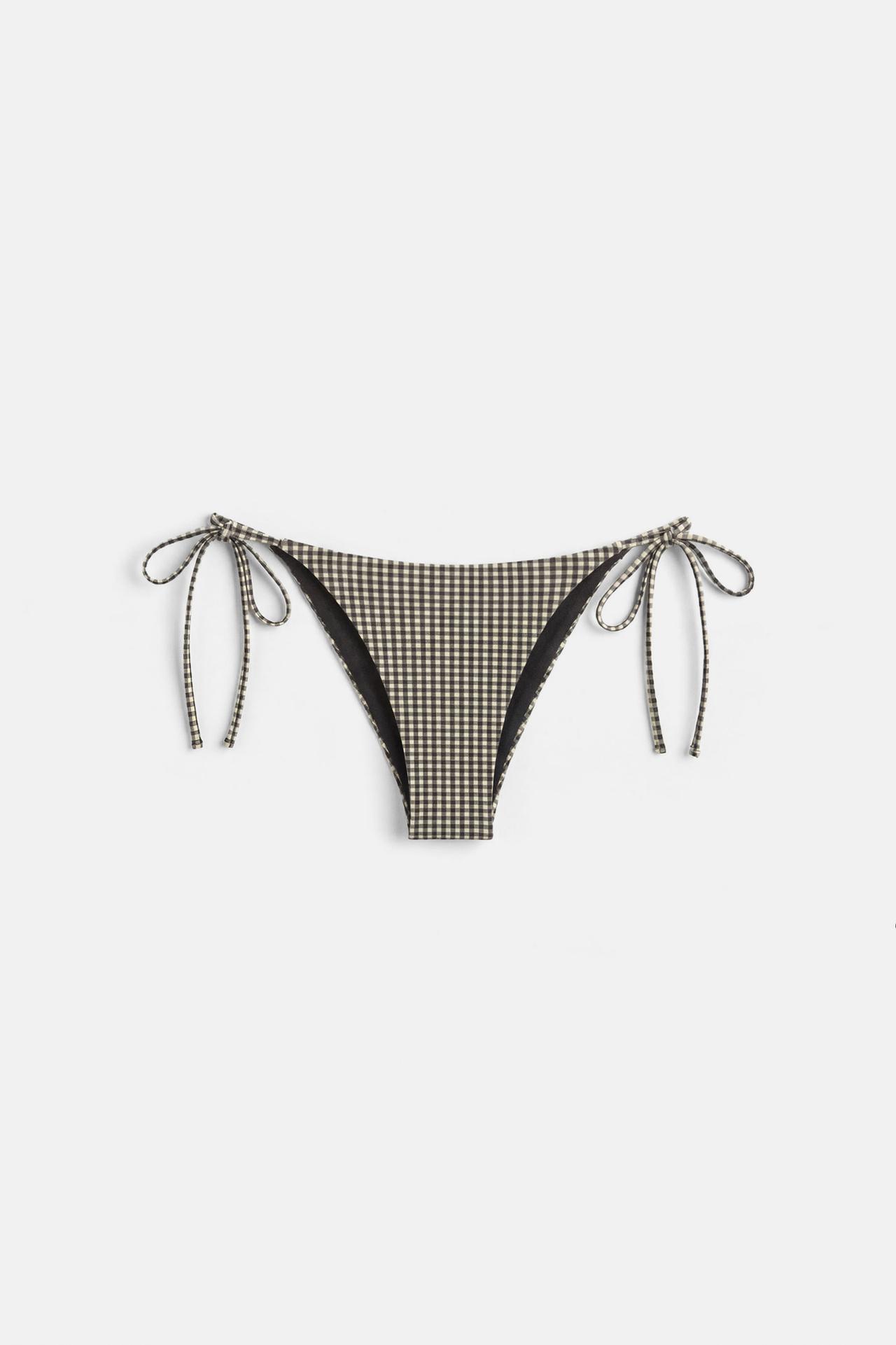 Gingham bikini bottoms — Brown