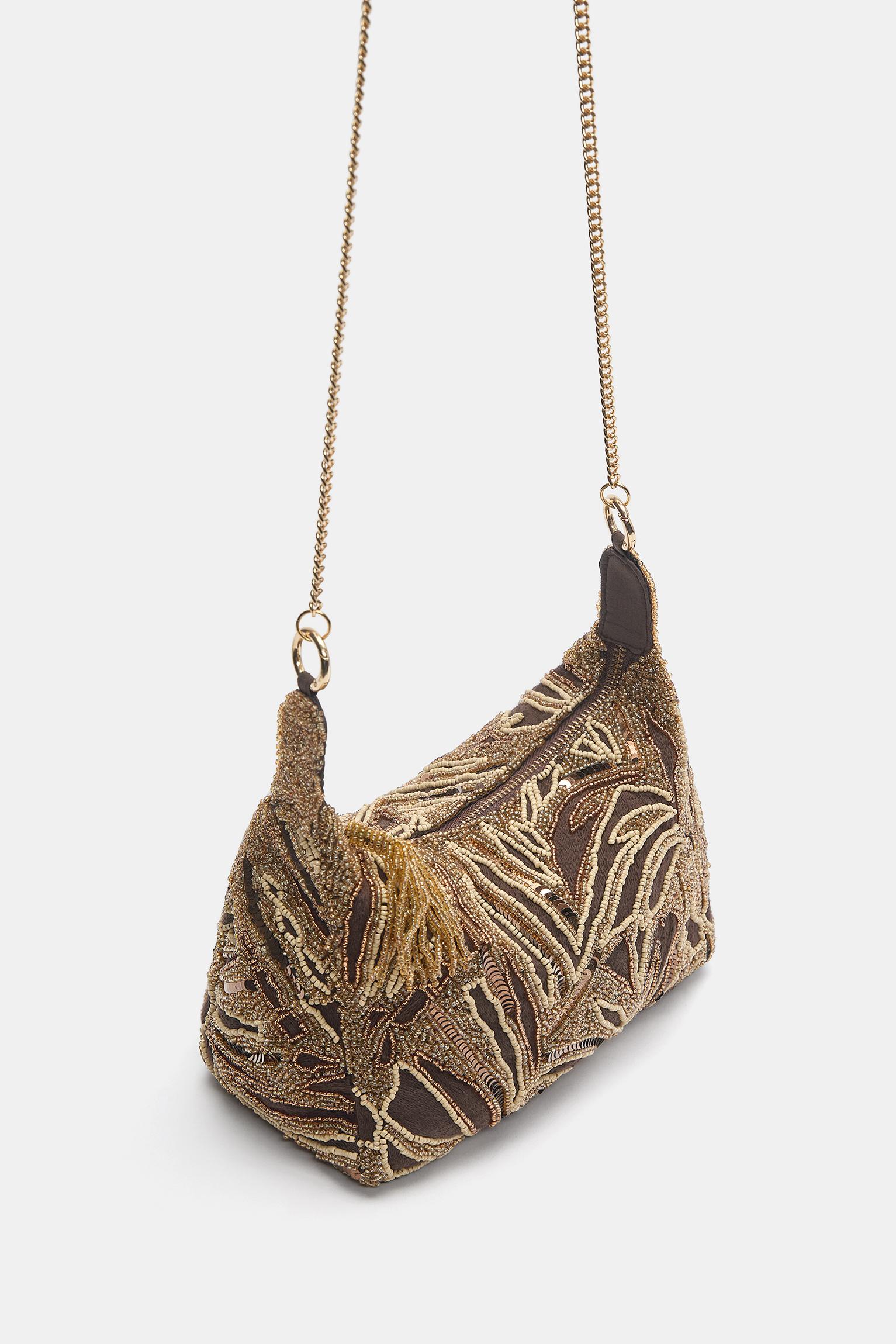 Beaded bag — Brown