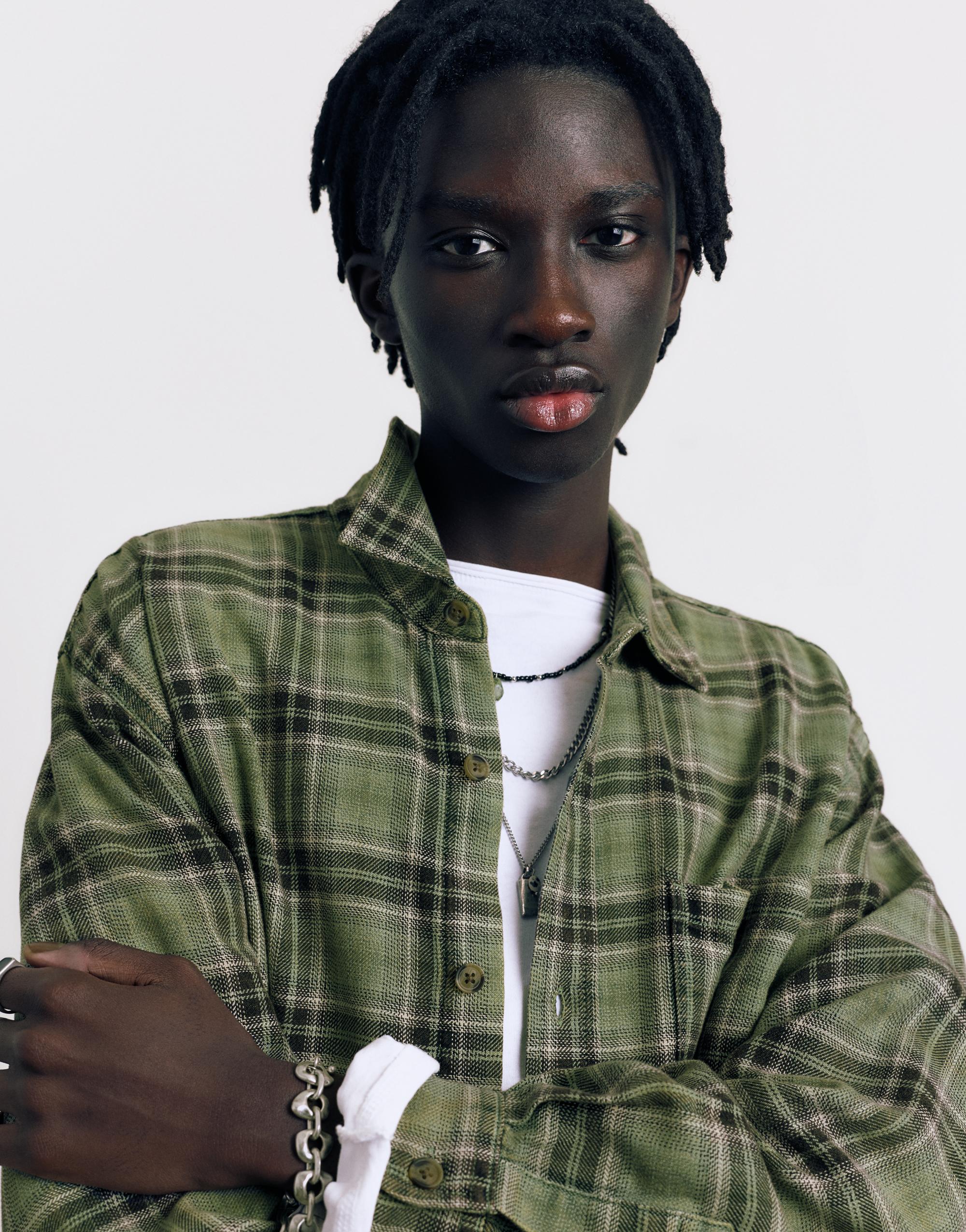 Uzun kollu kareli gömlek - Görsel 11