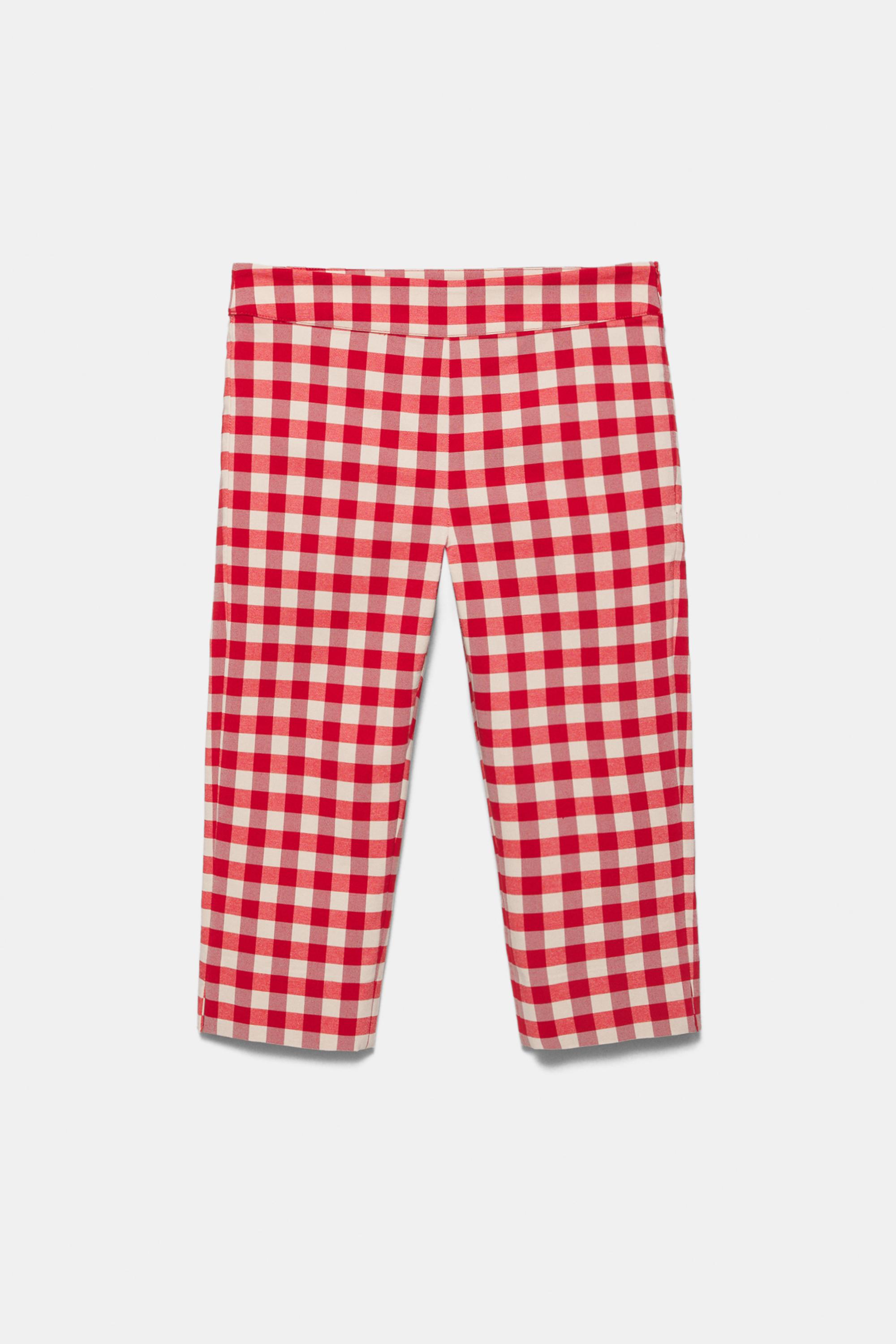 Gingham check capris — Red/White
