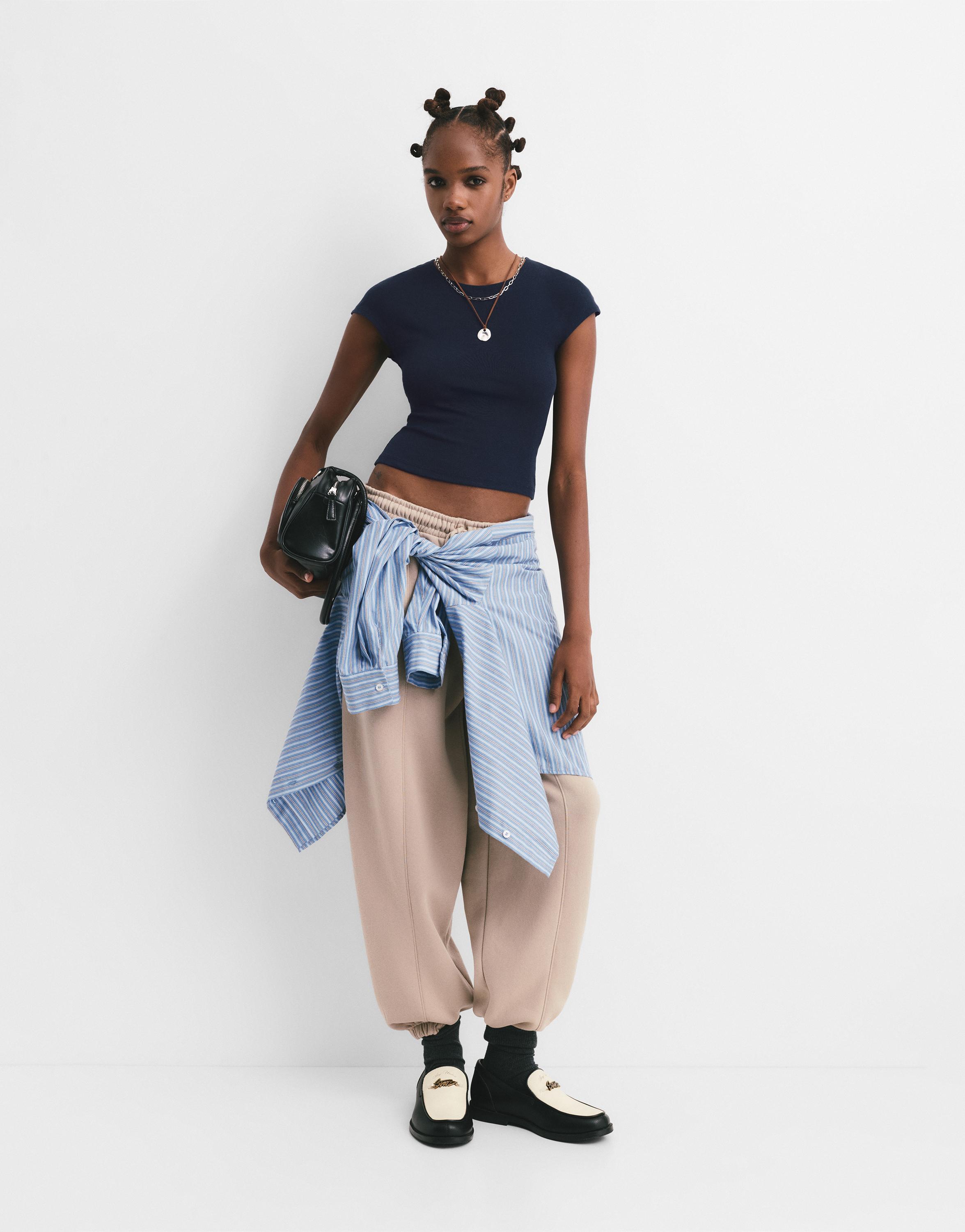 Dar Kesim Kısa Kollu Tişört - Görsel 85