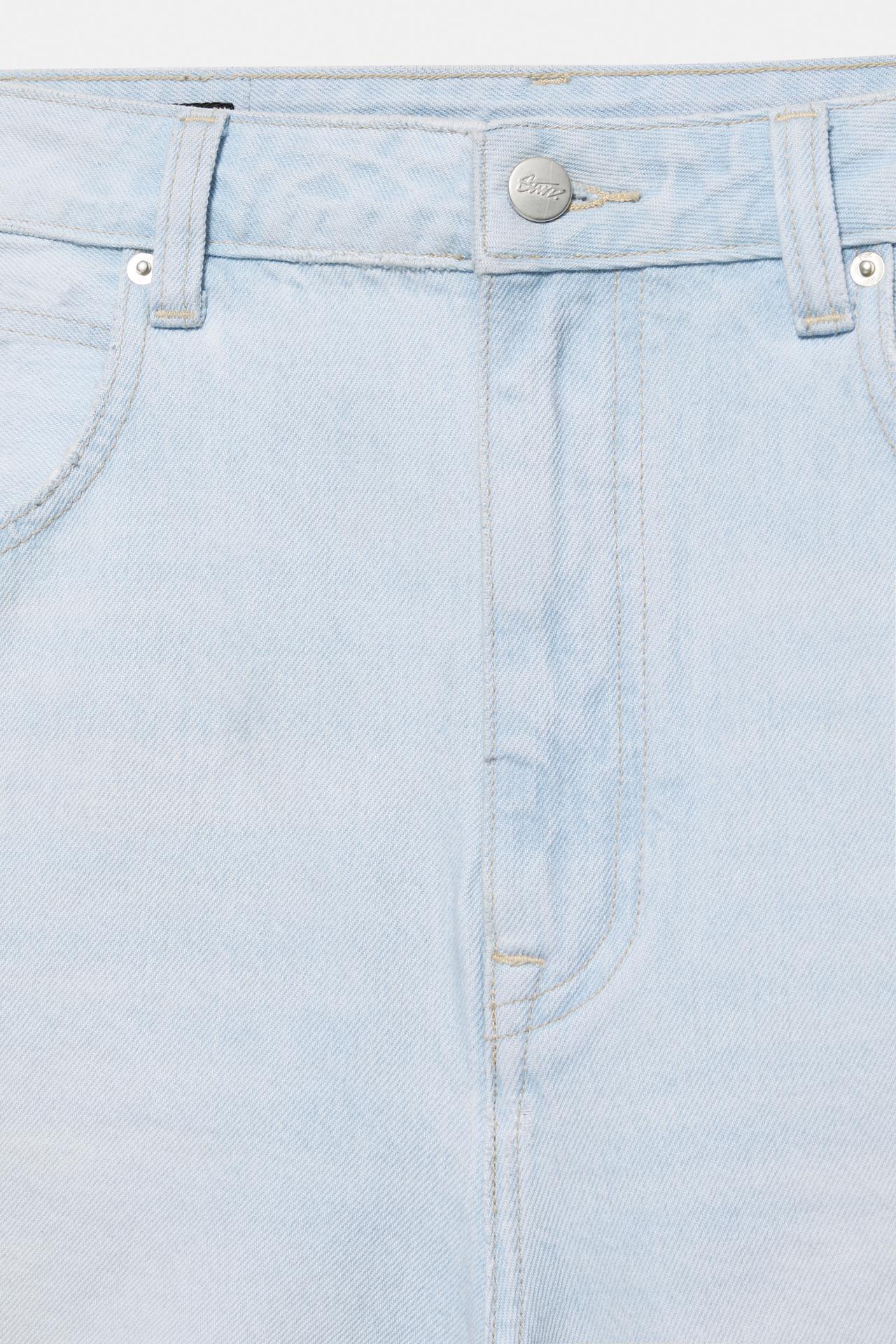 Baggy relaxed fit denim Bermuda shorts — Pale indigo