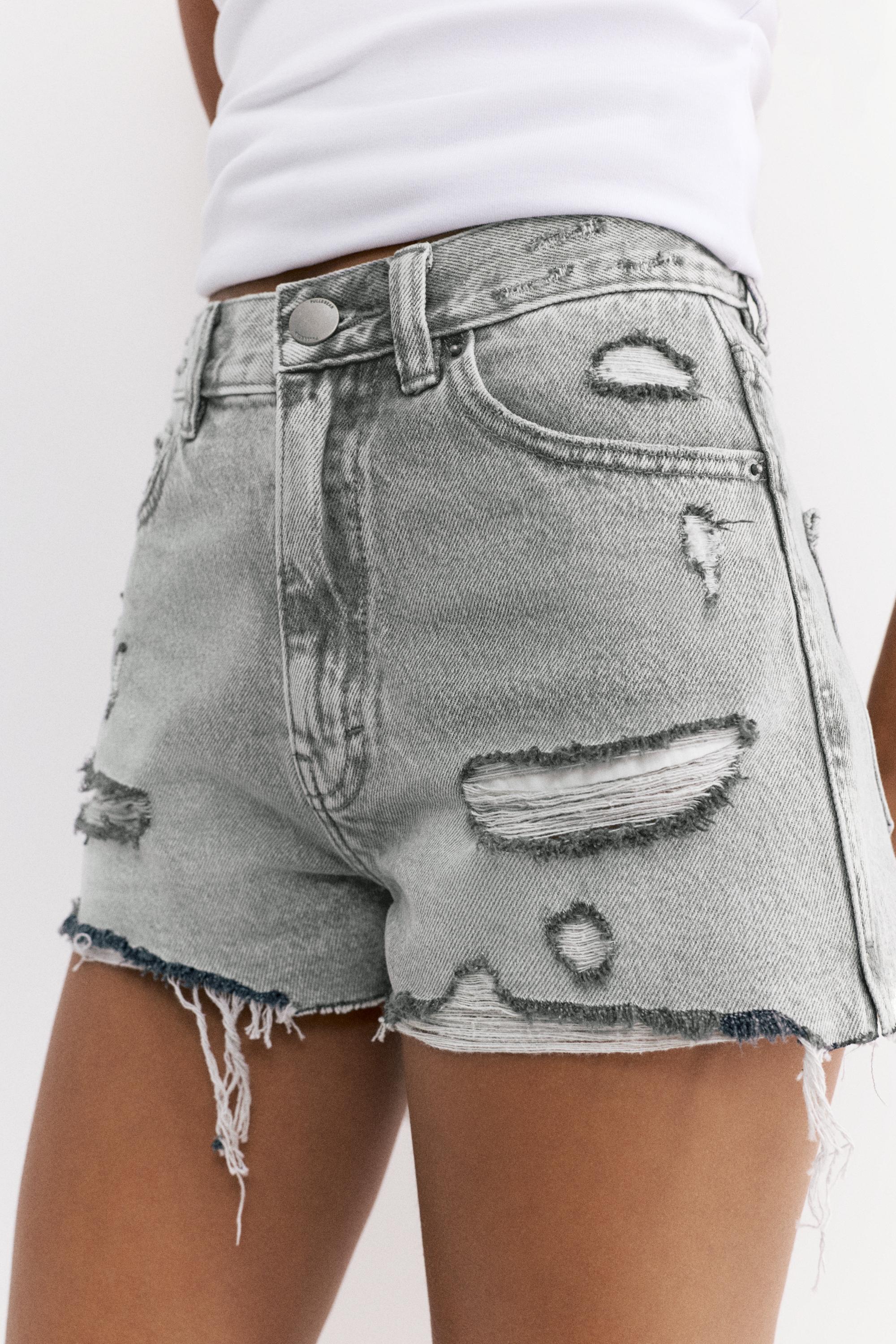 Yırtık detaylı denim şort - Görsel 48