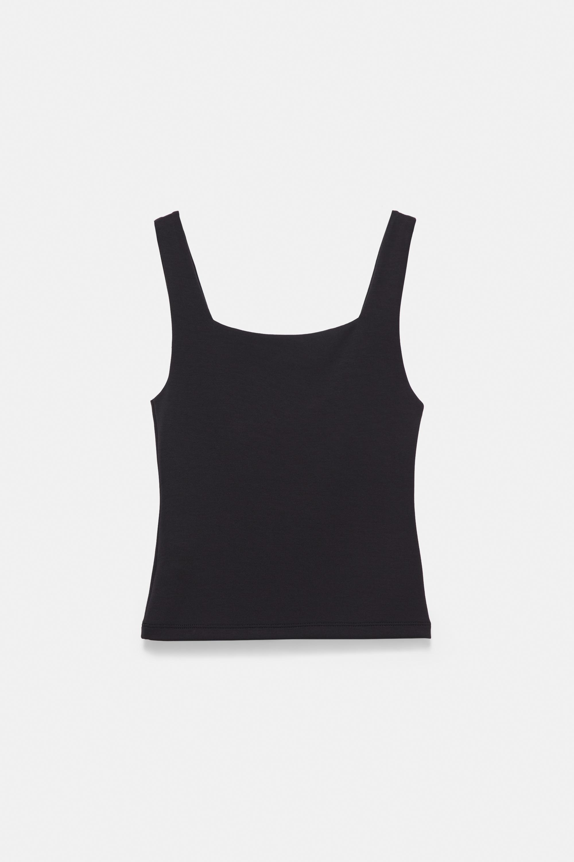 Square neck strappy top — Black