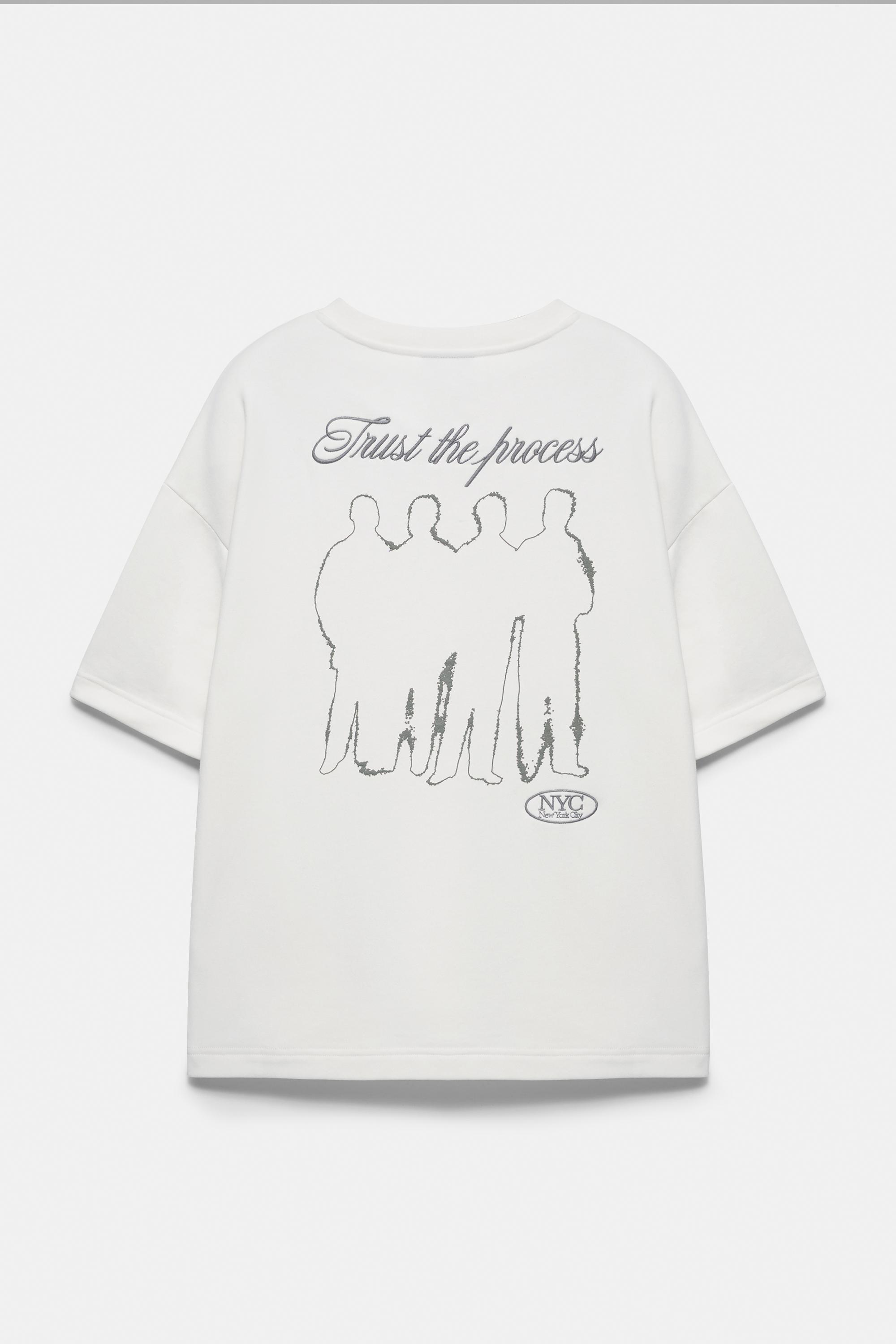 Nakışlı kısa kollu sweatshirt