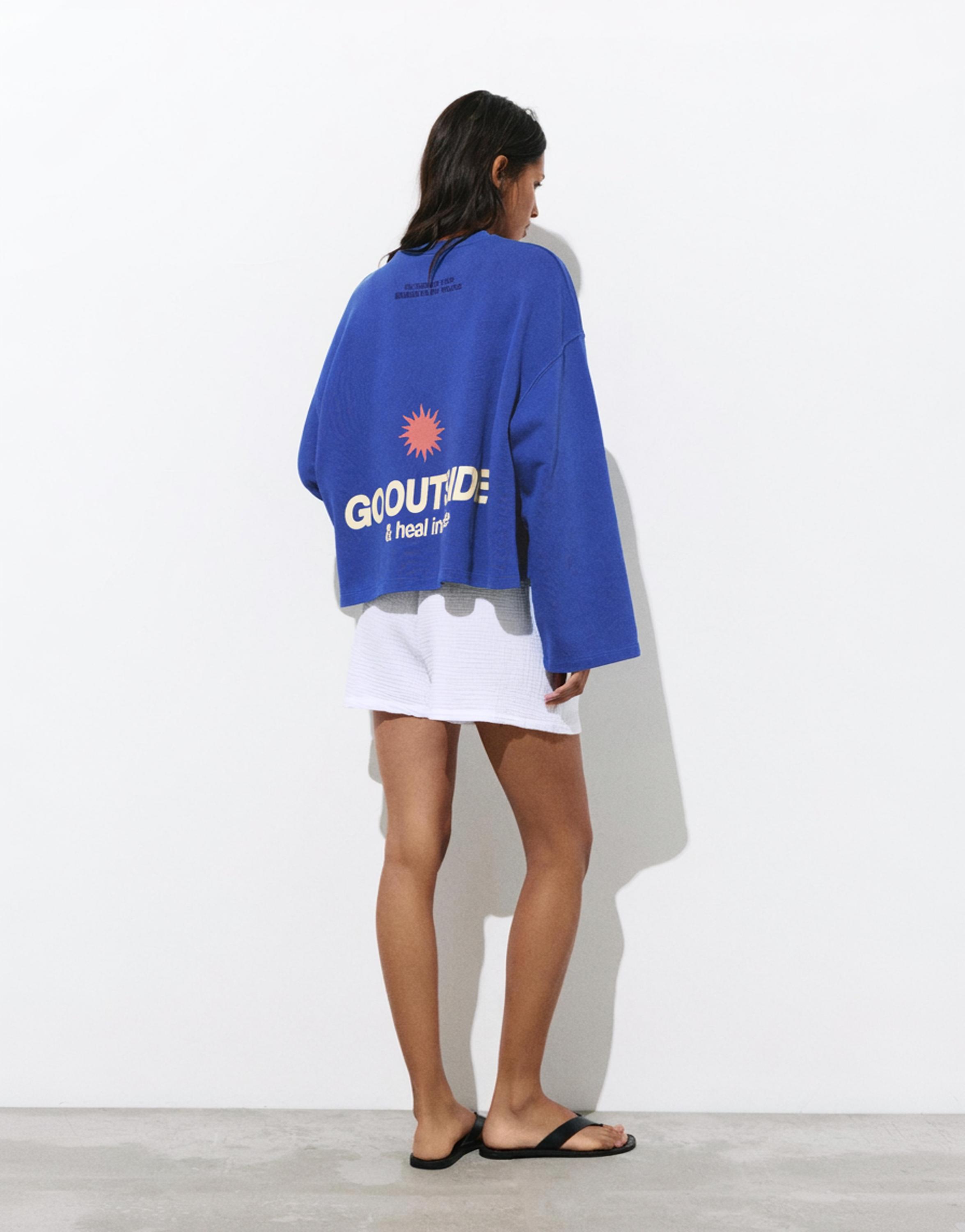 Blue sun graphic sweatshirt — Deep blue