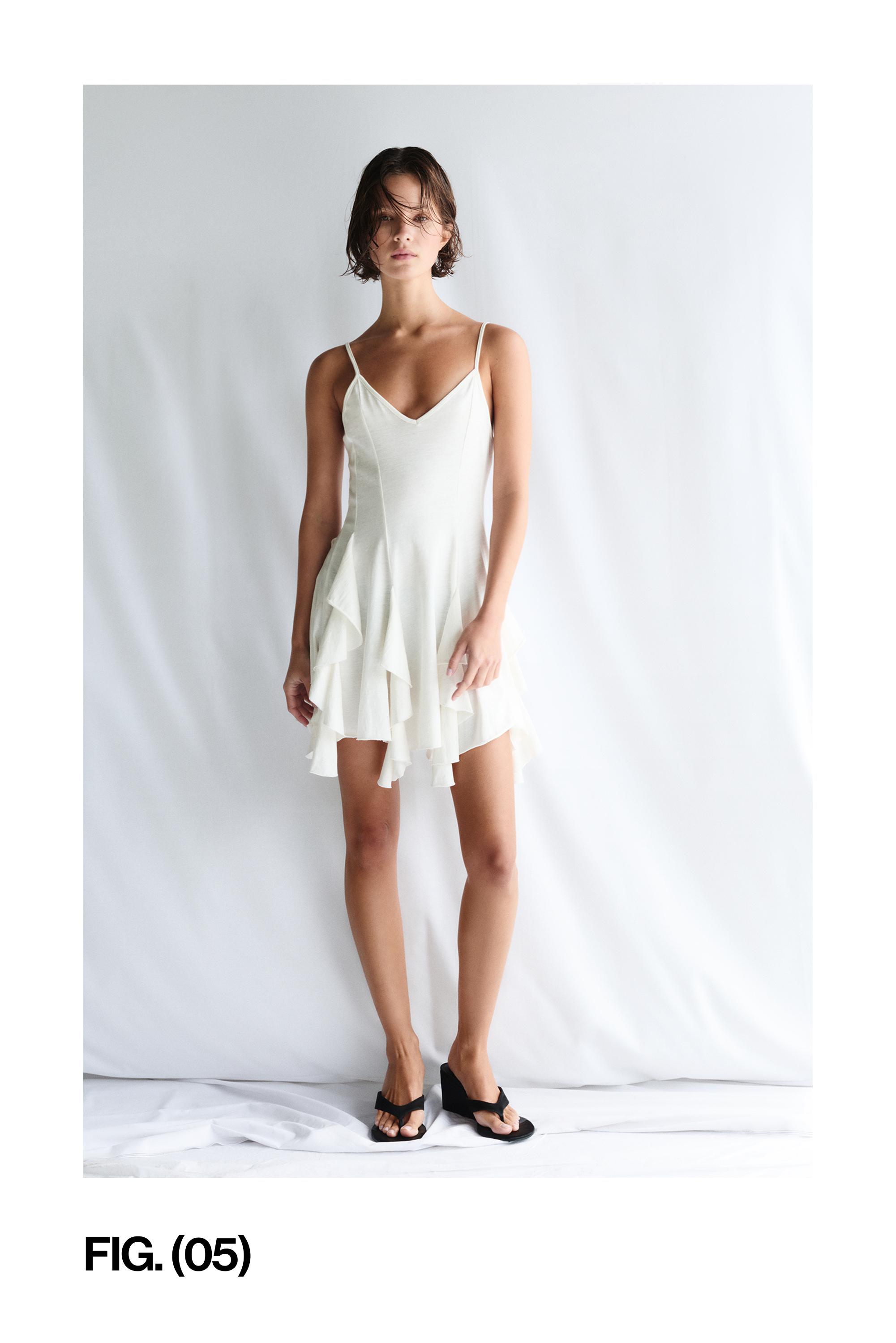 Short strappy flared dress — Ecru
