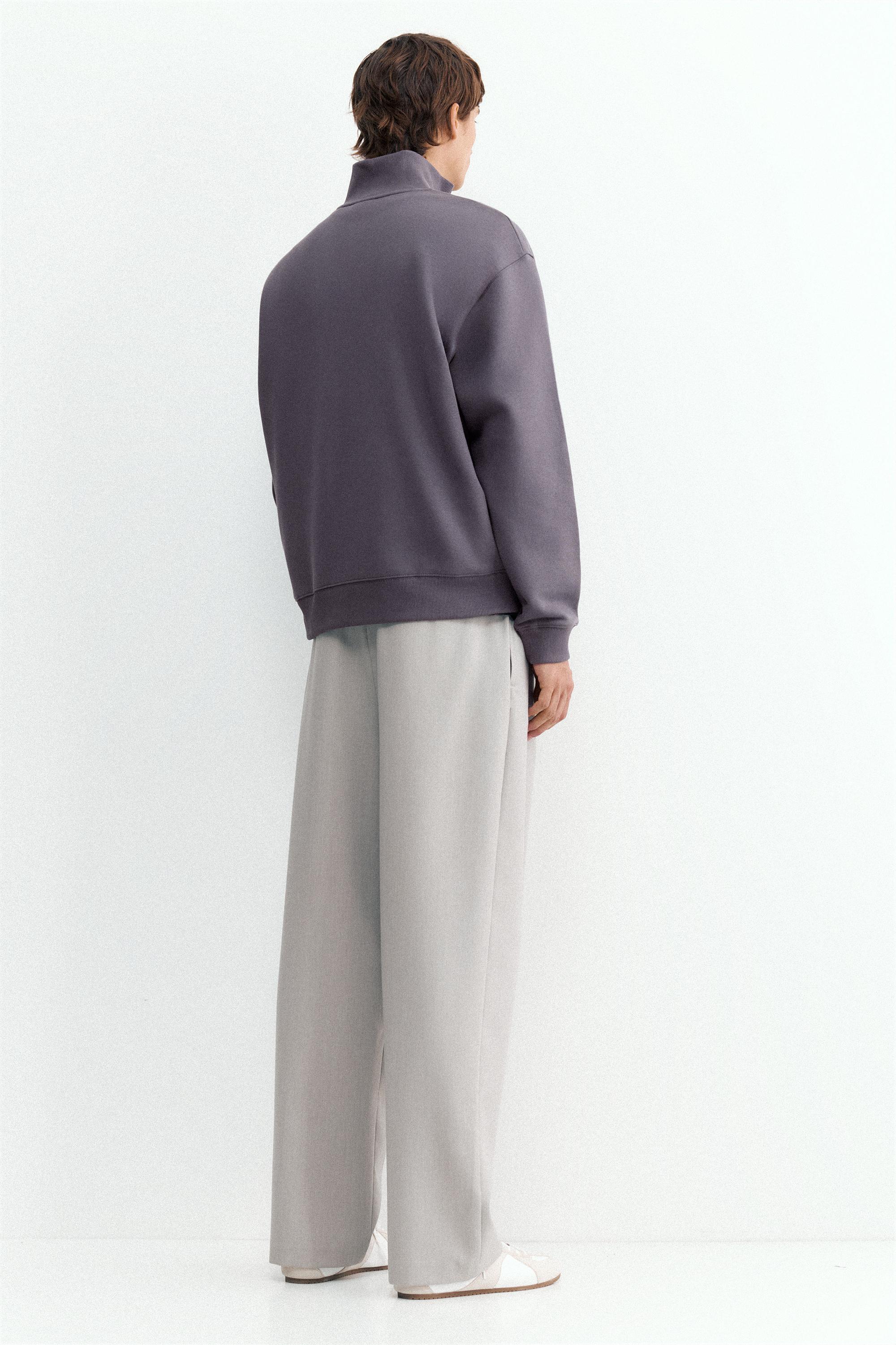 Quarter-zip sweatshirt — Grey blue