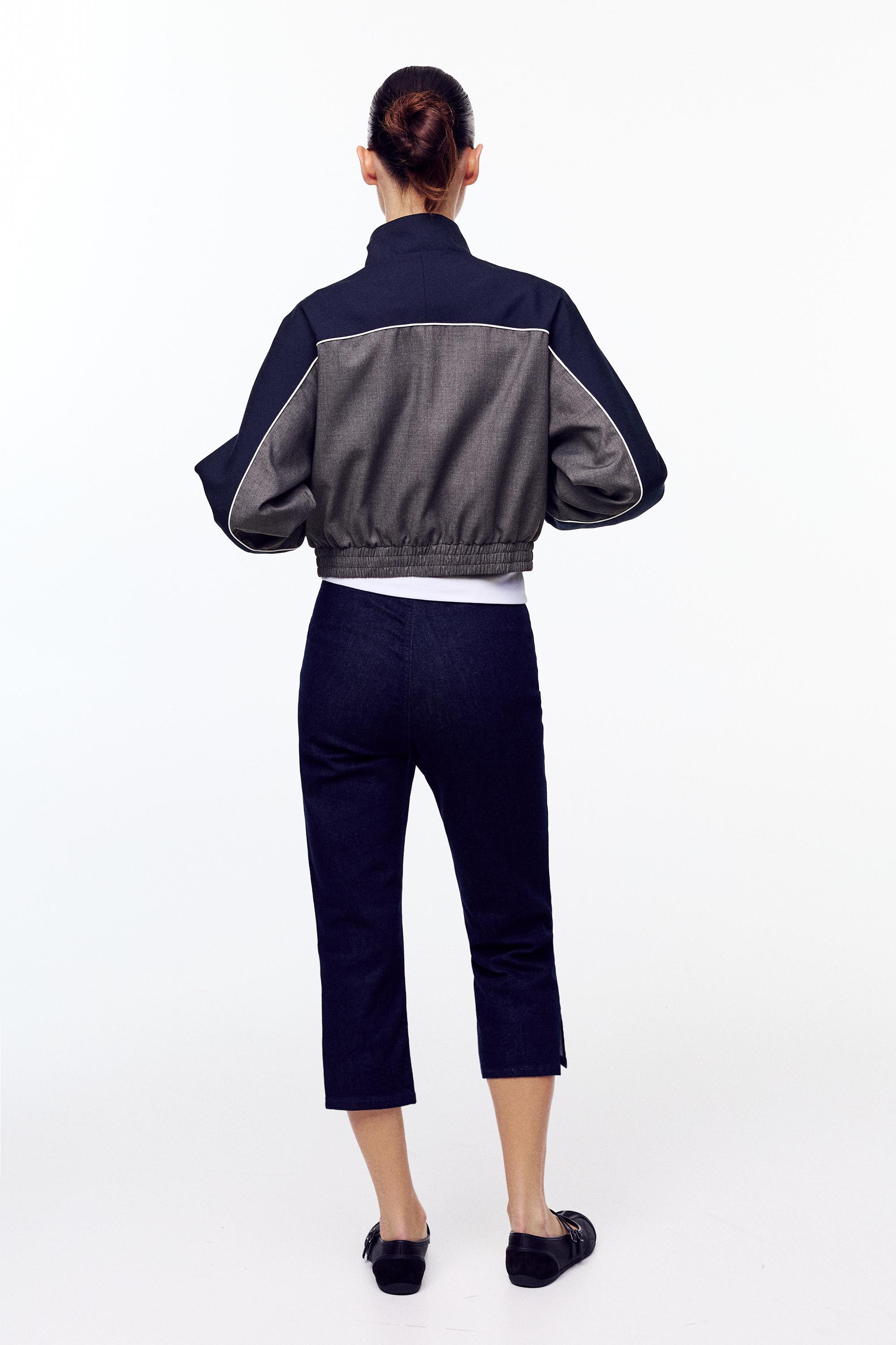 Contrast panel jacket — Pale grey