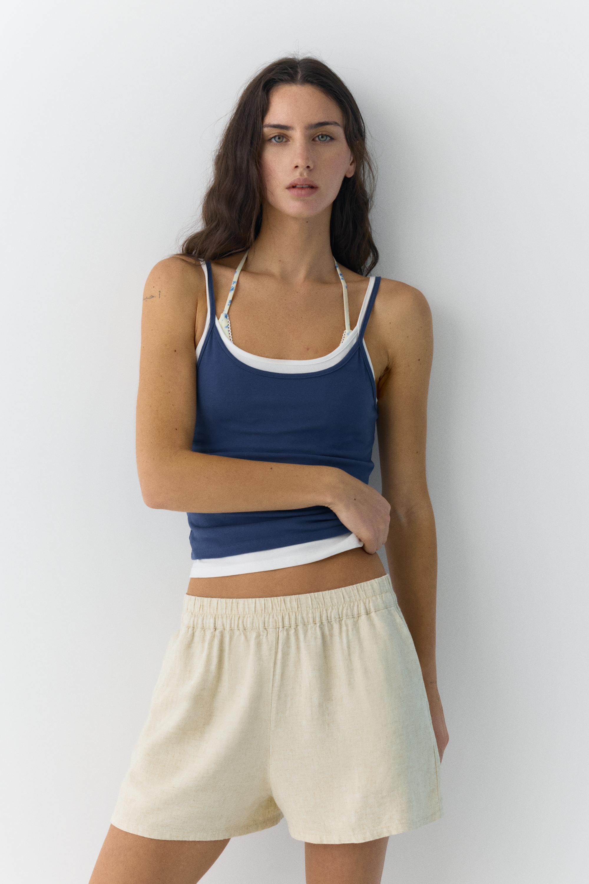 Ketenli şort - Görsel 13