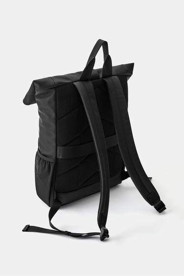 Rubberised flap backpack — Black 4