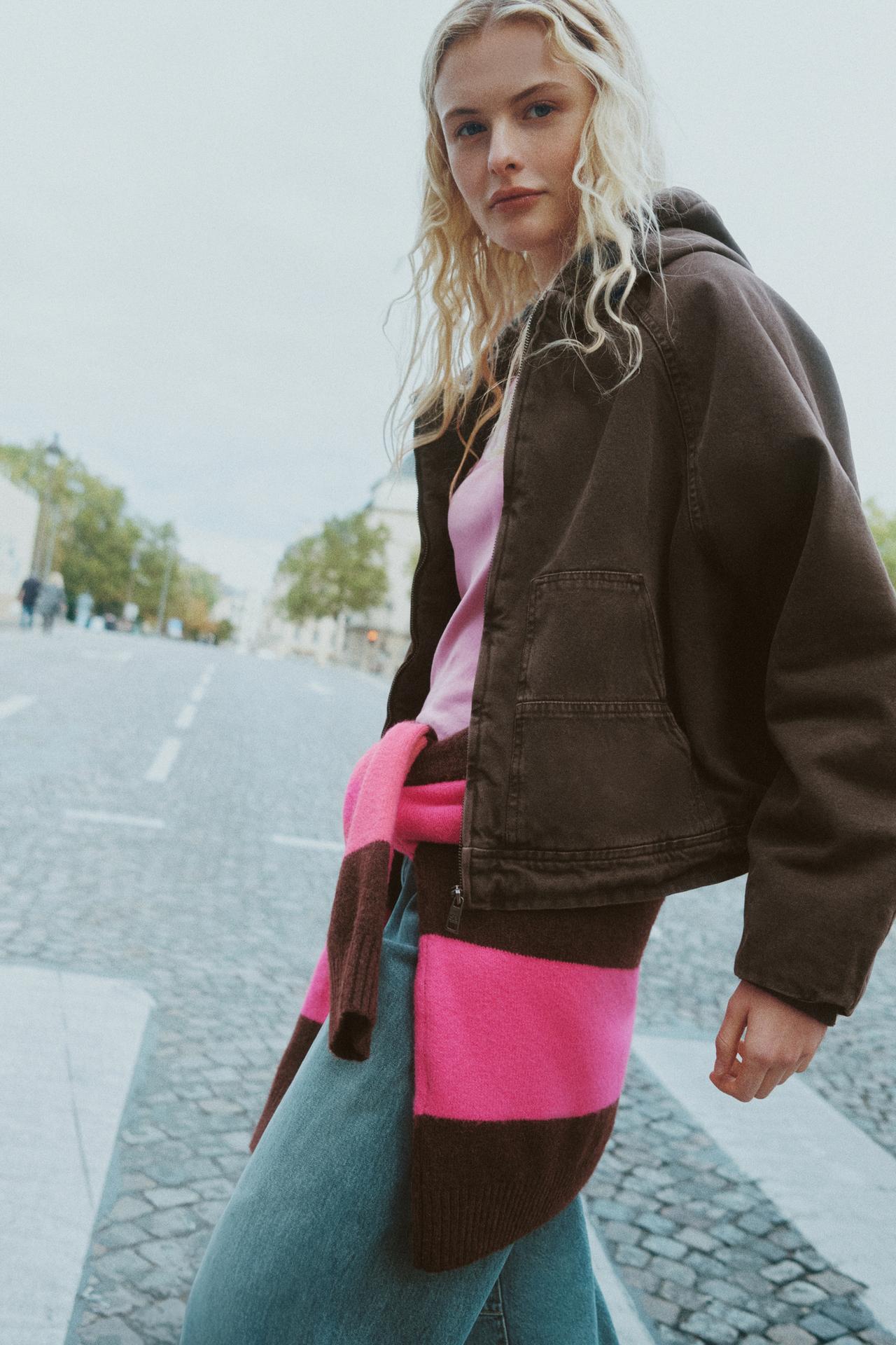 Jacket with hood — Brown